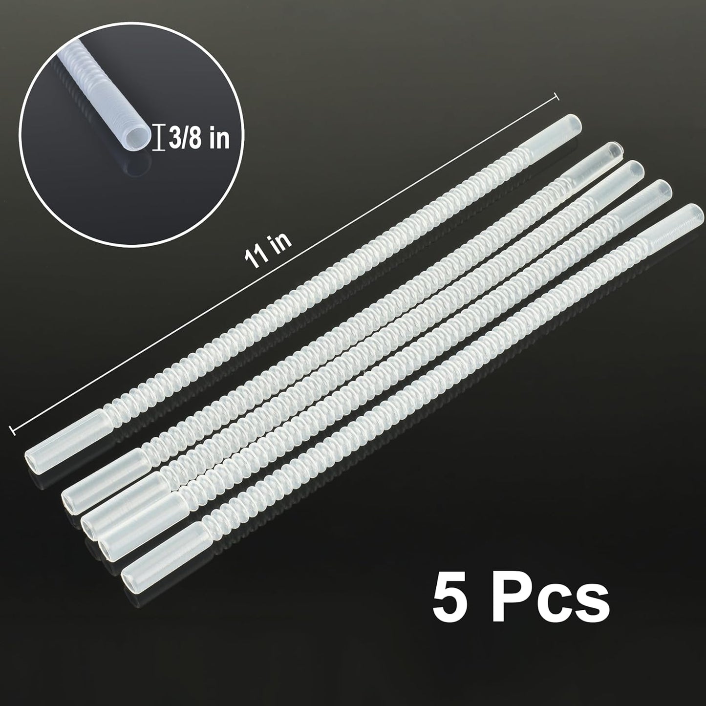 Bendable Straws - 11 inch Long Flexible Straws - Bendy Drinking Straw Reusable - 5 Pack