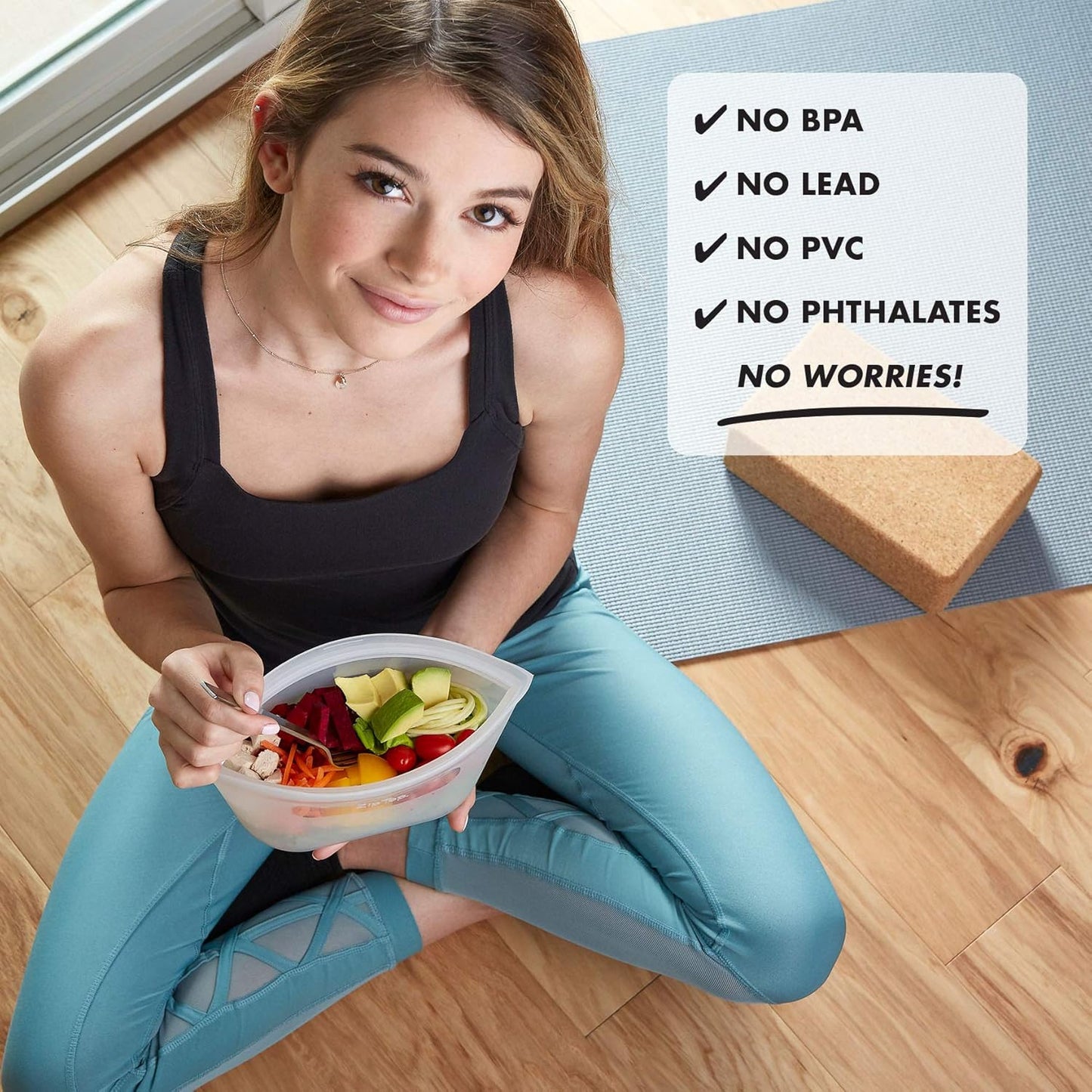 Zip Top Reusable Food Storage Bags | Large Dish [Gray] | Silicone Meal Prep Container | Microwave, Dishwasher and Freezer Safe | Made in the USA