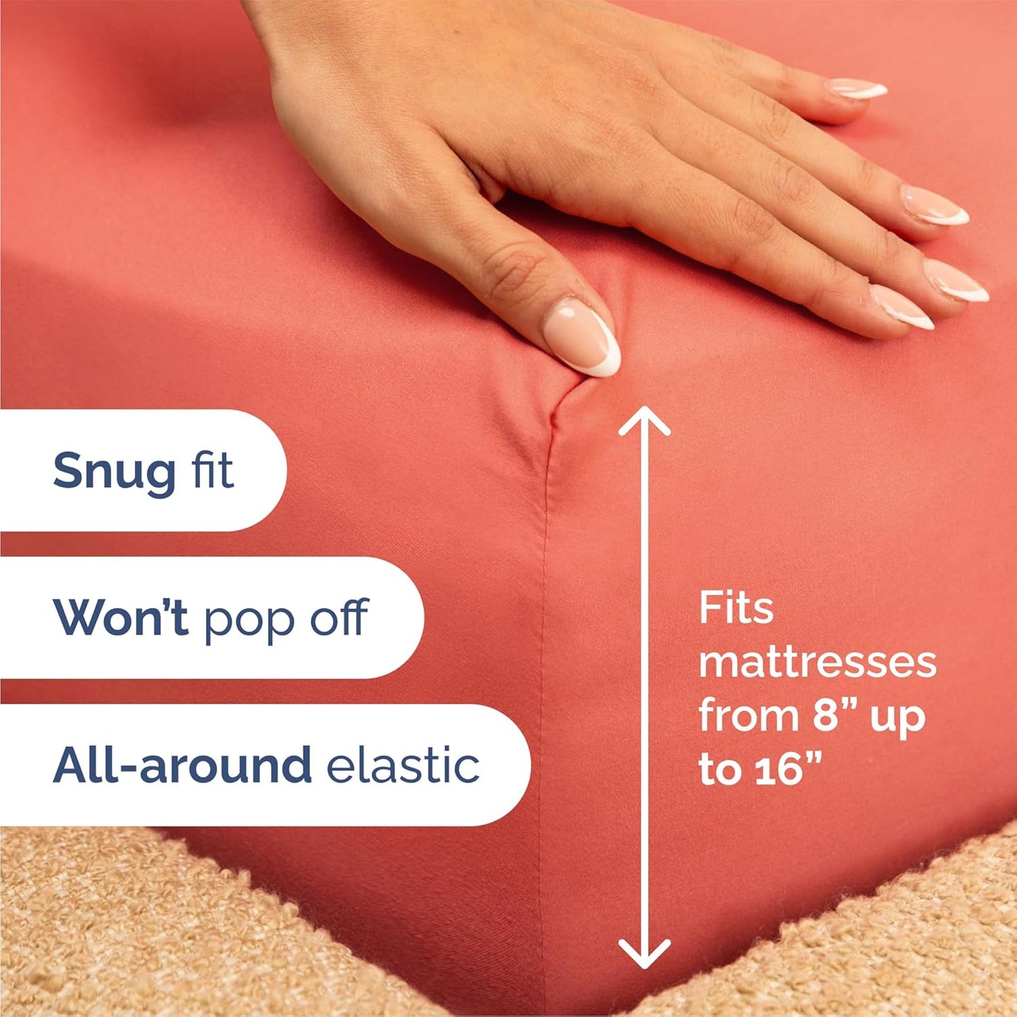 Queen Size 4 Piece Sheet Set - Comfy Breathable & Cooling Bed Sheets Set - Hotel Luxury Bedding for Women, Men, Kids, Teens, Boys & Girls - Deep Pockets, Ultra-Soft, Wrinkle Free - Oeko-Tex - Coral