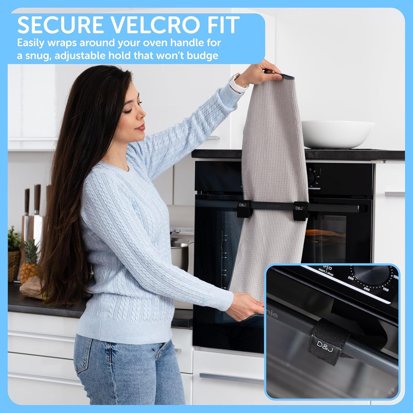 D&J Towel Rescue – Hidden Holder for Handtowels, Kitchen Linens & Dish Cloths | Keeps Fabrics Off The Floor