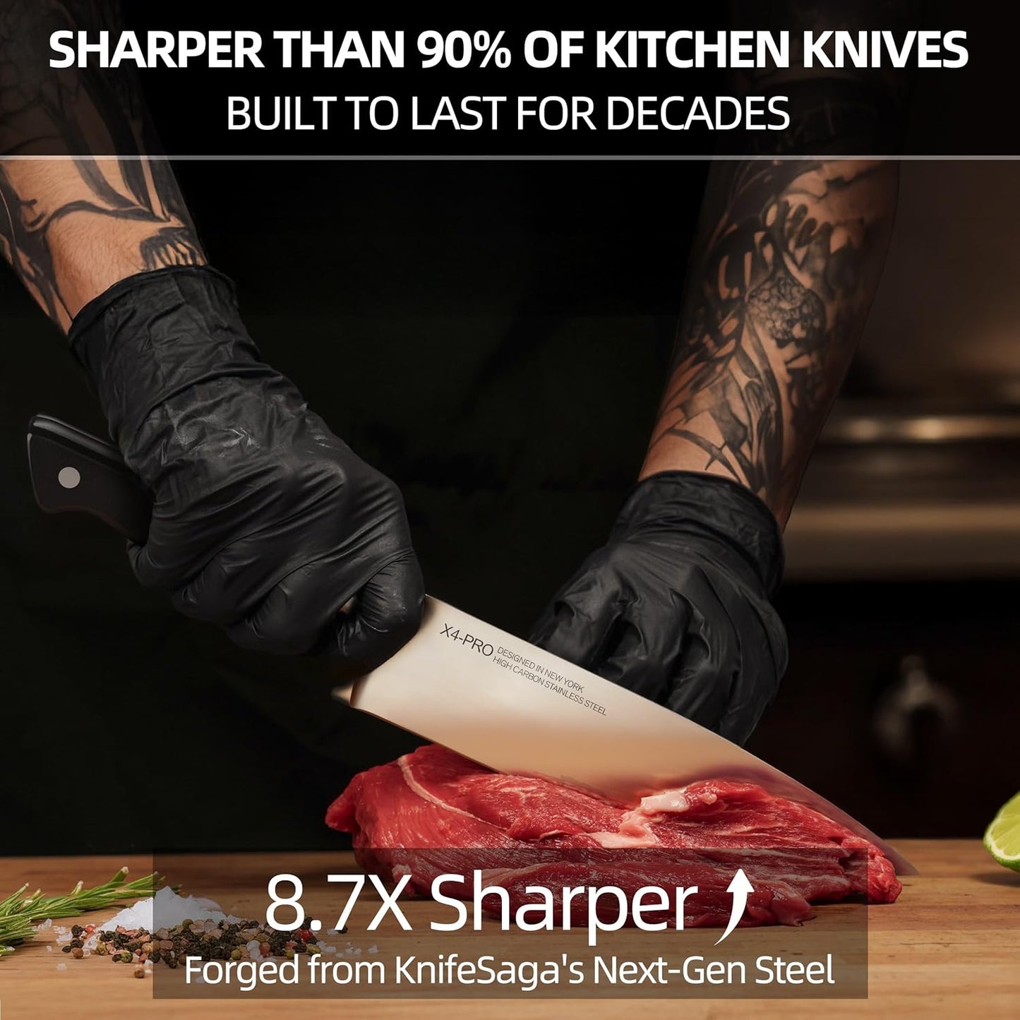 Knife Set, 15 Pcs Kitchen Knife Block Set, Enduring Razor-Sharp Japanese High Carbon Stainless Steel Chef Knife Set with Block and Sharpener, Premium Knives Set for Kitchen, Black Acacia