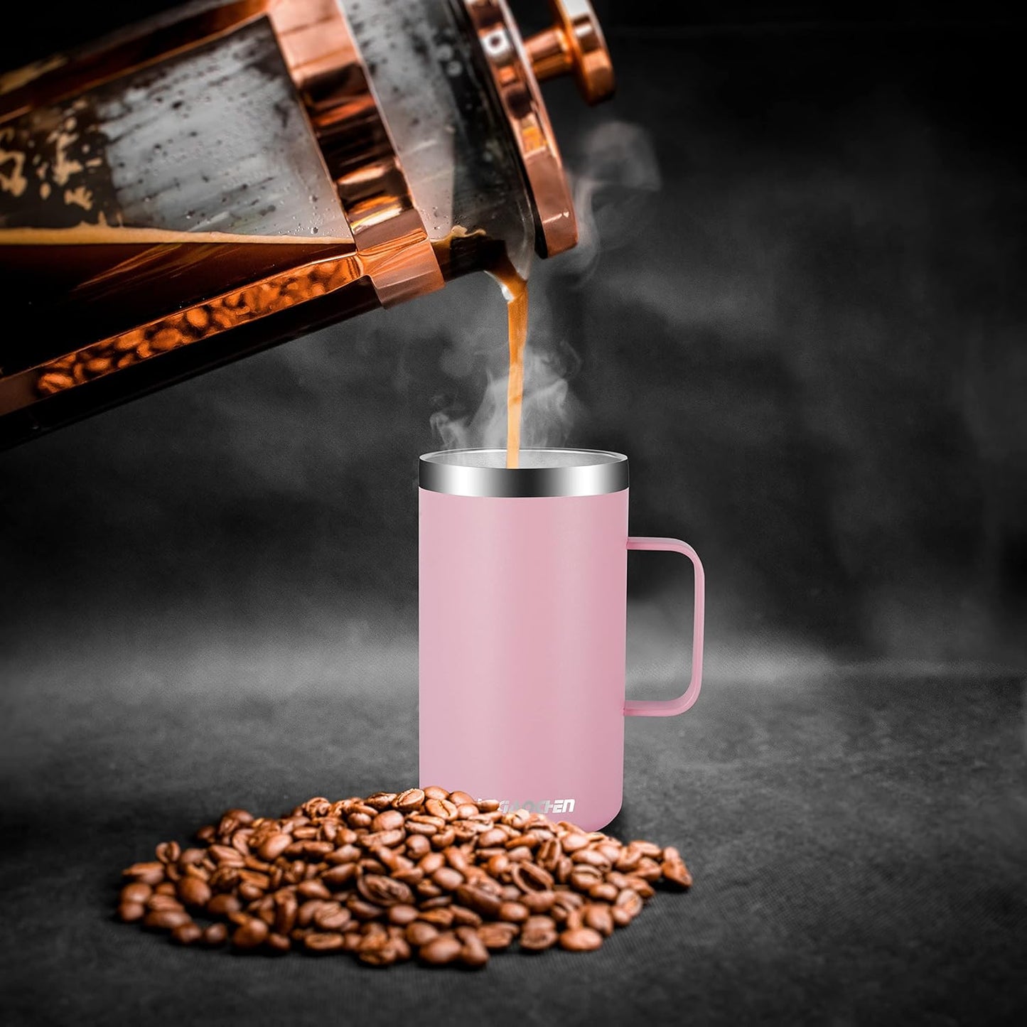 KXIAOCHEN 20oz Insulated Coffee Mug with Lid, Stainless Steel Coffee Cup, Double Wall Vacuum Coffee Tumbler with Handle, Premium Thermal Travel Coffee Mug (Blue Green Pink 2Pack)