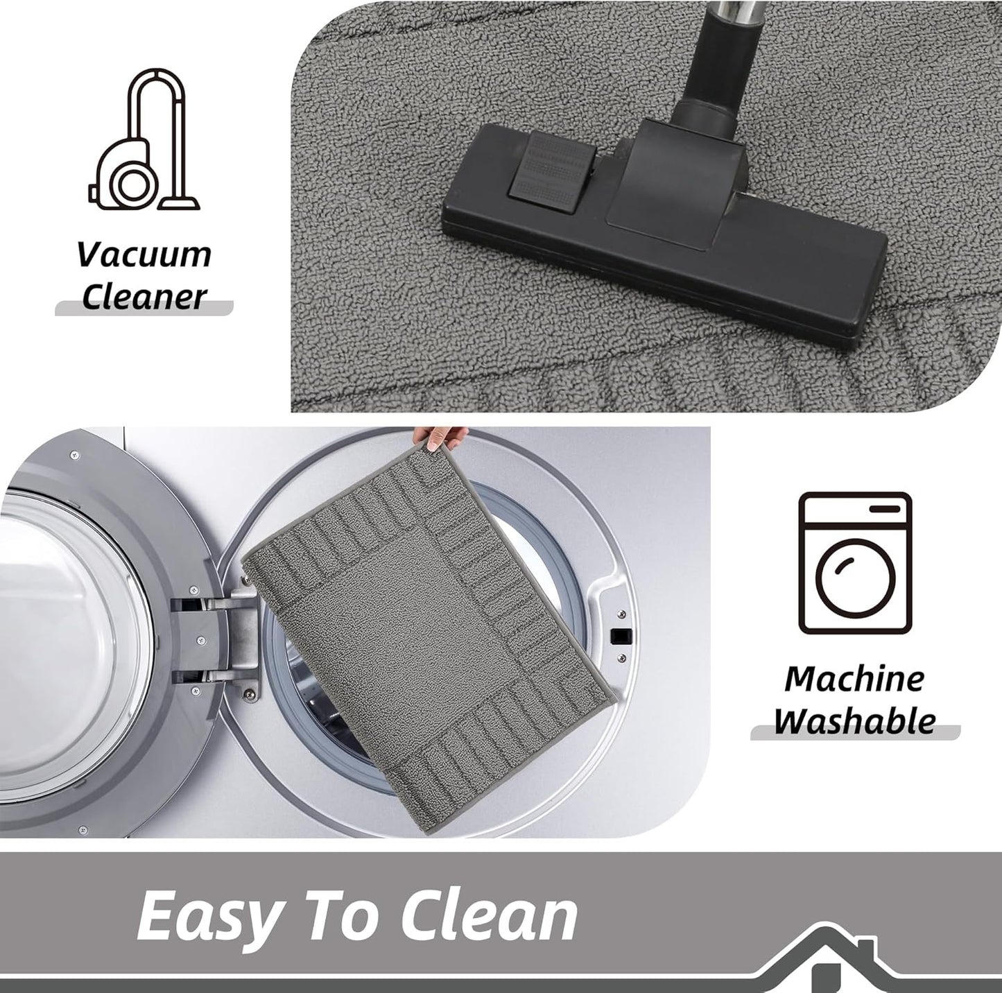 BEQHAUSE-Kitchen-Rugs-Washable-Kitchen-Mats-for-Floor Non-Slip Kitchen Mat Absorbent Kitchen Runner Rug with TPR Non Skid Backing,Grey, 24”x71”