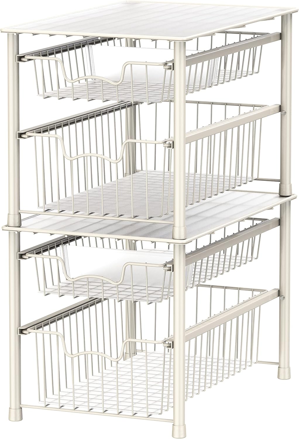 Simple Houseware Stackable 2 Tier Basket Drawer, White