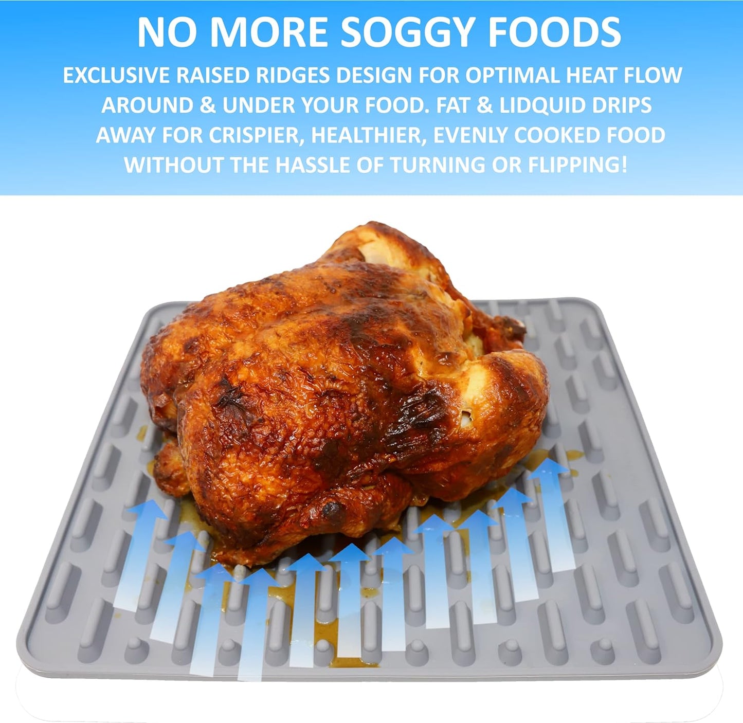 Silicone Roasting Mat and Silicone Baking Mat Combo for Air Fryer Oven - Set of 3 Food Safe, Non-Stick Baking Mat and Silicone Roasting Racks with Bonus Non-Stick Oven Liner