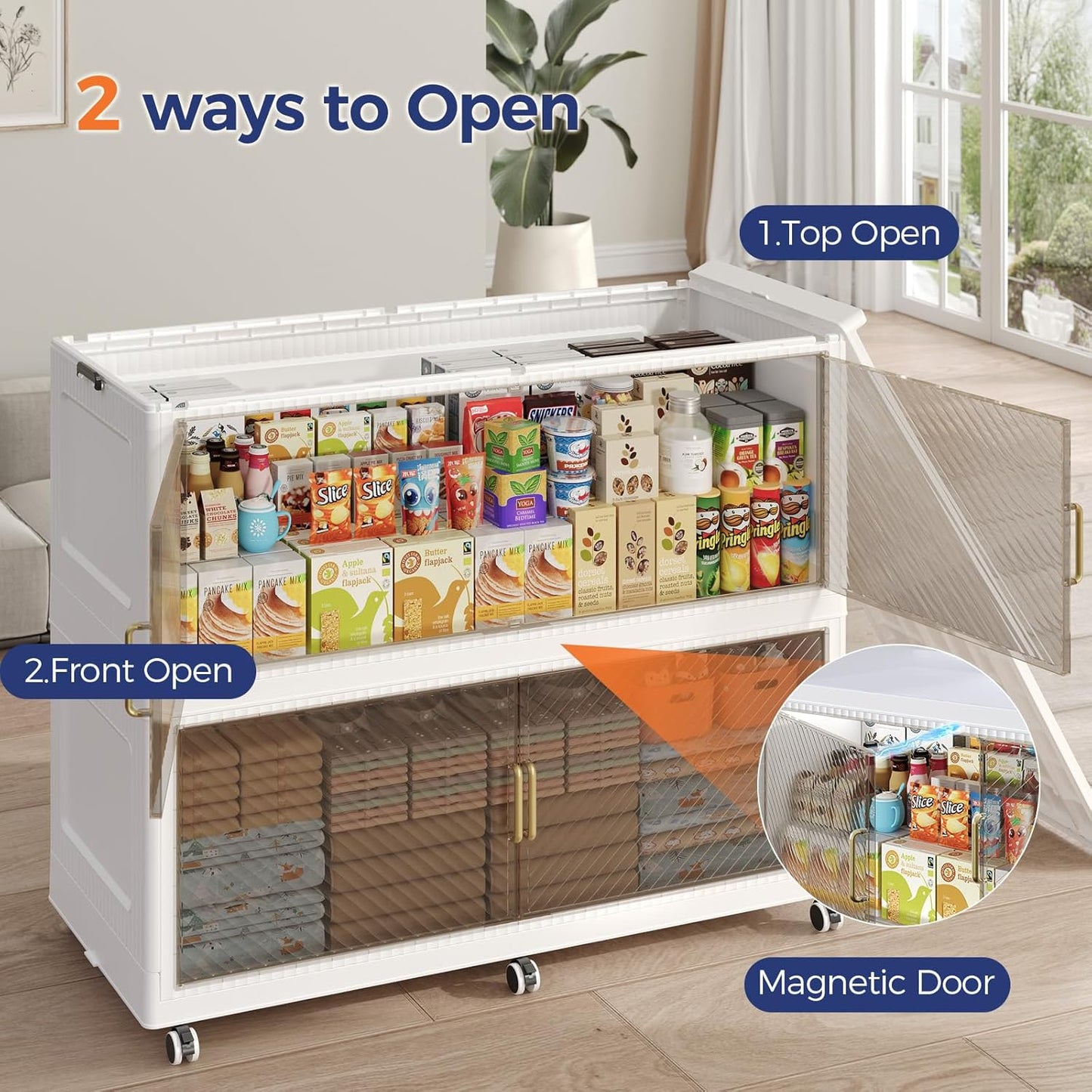 150GAL Extra Large Storage Bins with Lid, 600QT Plastic Stackable Storage Bins with 6x Wheels, Collapsible Closet Organizer and Storage Drawer Cabinet for Living Room Office Dorm, 3Pack White