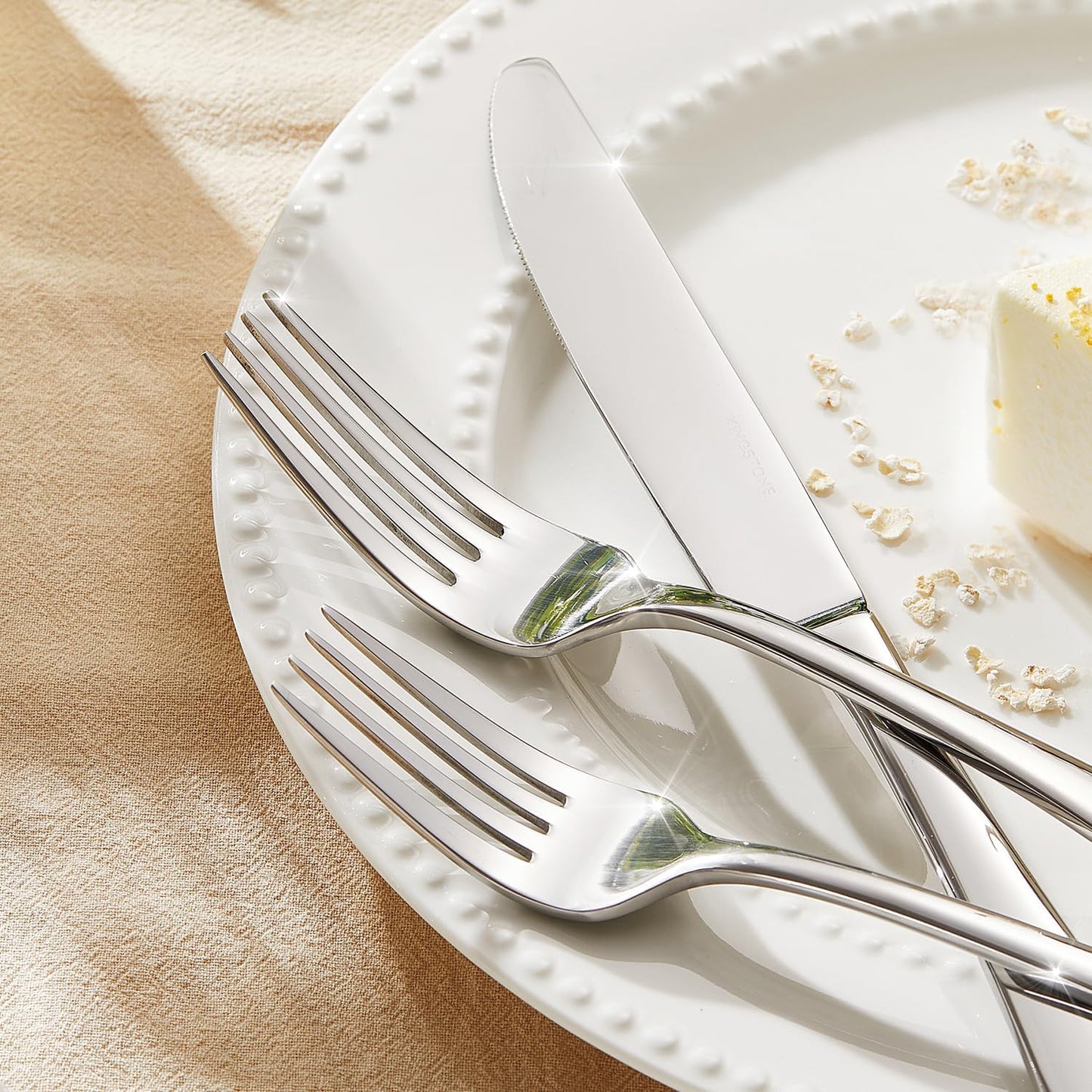 KINGSTONE 40 Pieces Silverware Set for 8, Premium Stainless Steel Flatware Set, Heavy Duty and Modern Design Cutlery Set, Mirror Polished, Dishwasher Safe