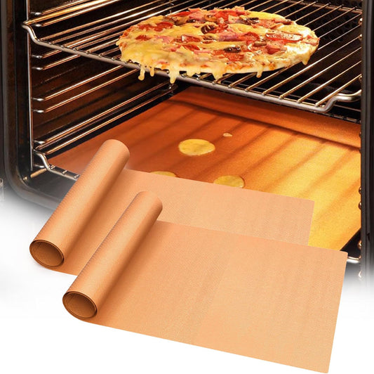 UBeesize 2 Pack Thickened Copper Oven Liners for Bottom of Oven BPA & PFOA Free, Reusable 16x24 Inch Heavy Duty Non Stick Teflon Oven Mats, Fit Electric Gas Toaster Convection Microwave Ovens Grills