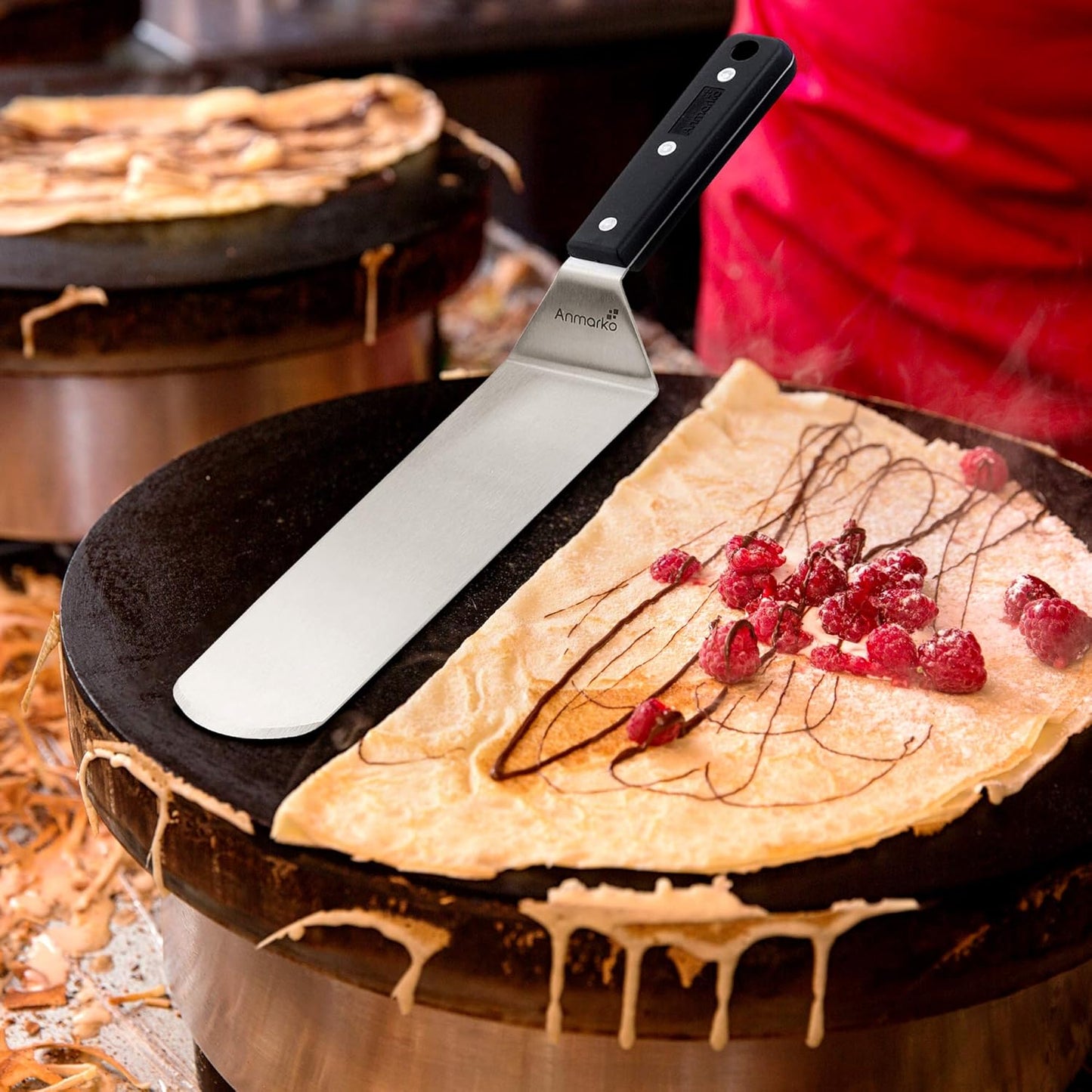 Anmarko Grill Spatula Set - Long Metal Spatula Spatula - Griddle Scraper and Pancake Flipper or Pizza Spatula - Offset Spatula - Stainless Steel Utensil Great for BBQ Grill Flat Top