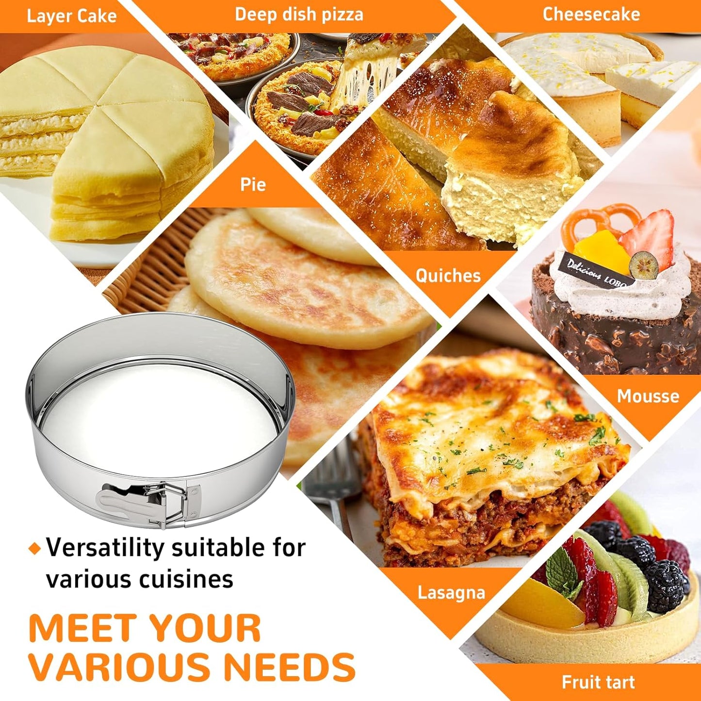 9 Inch 304 Stainless Steel Springform Pan with Removable Bottom, Nonstick Round Spring Form Cheesecake Pan with 30 Pcs Parchment Paper Liners