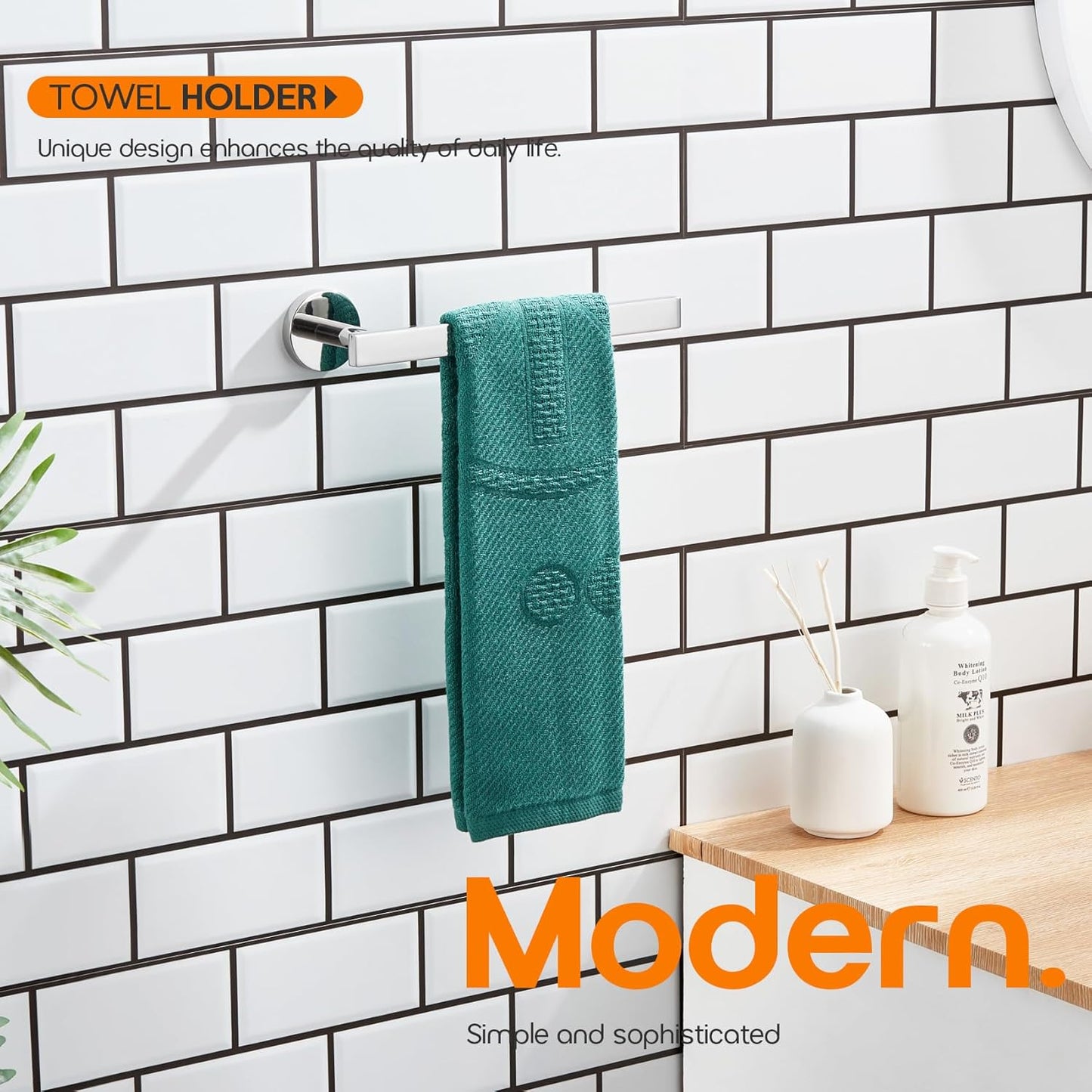 Bath Towel Rings Bathroom Towel Holder Modern Small Hand Towel Bars Stainless Steel Wall Mounted Polished Chrome AN3001CH