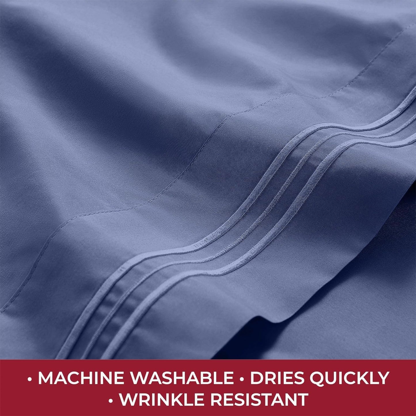 Mellanni RV Short Queen Sheets - 4 PC Iconic Collection Bedding - Hotel Luxury, Extra Soft, Cooling Bed Sheets - Deep Pocket up to 10 inch (RV/Short Queen, Blue Nova)