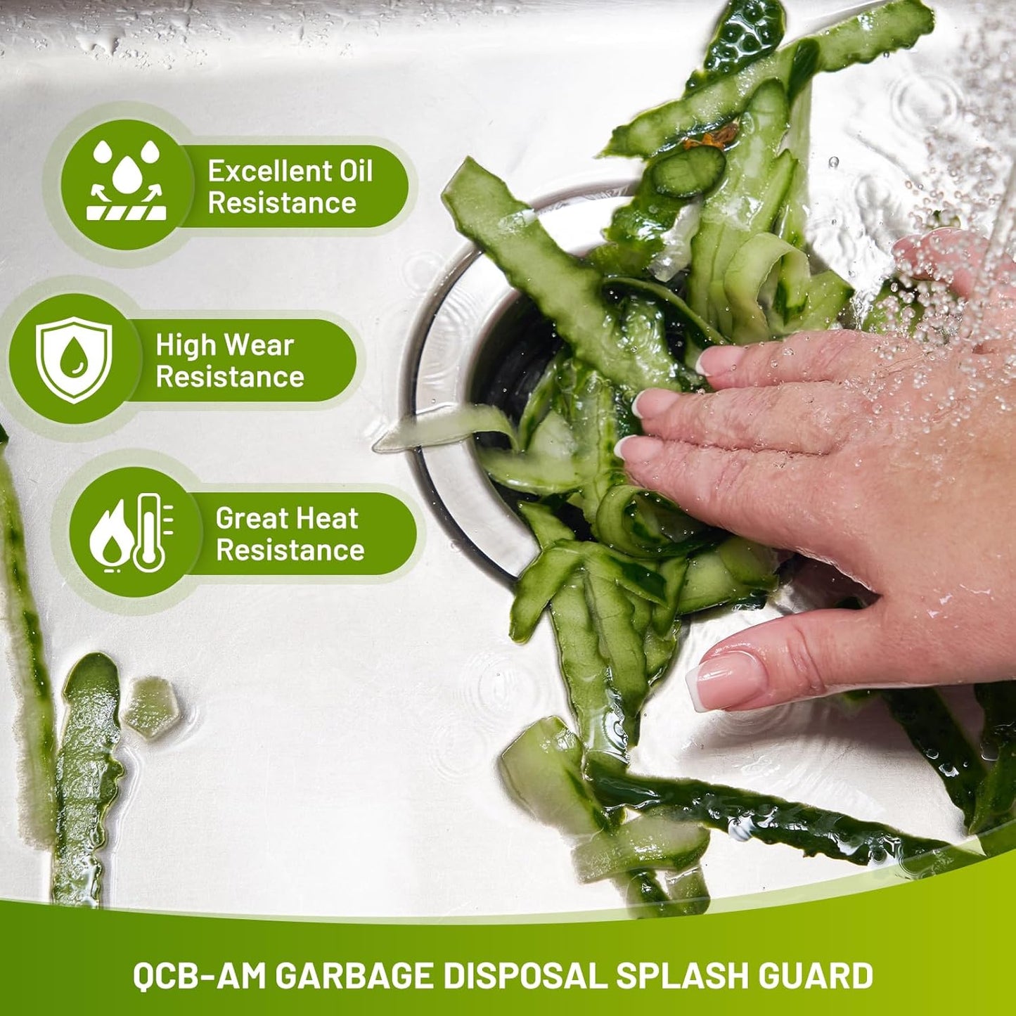 Garbage Disposal Splash Guard 3 3/8” Sink Baffle, Compatible with QCB-AM Replacement, Fits Evolution Series Models, Upgraded Removable Quiet Sink Guard, Garbage Disposal Accessories