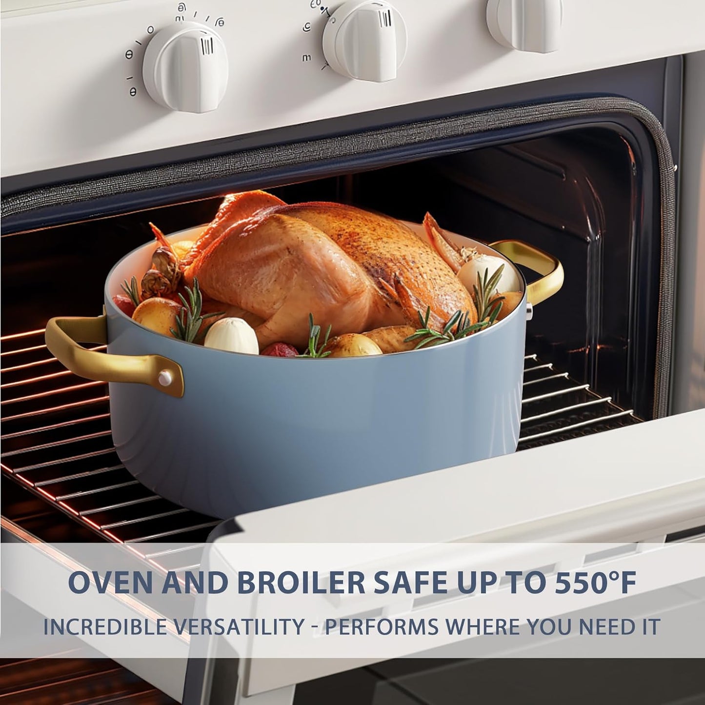 Ceramic Cookware Set, VONIKI 16 Pcs Pots and Pans Set Non Stick, Kitchen Cookware Sets with Cooking Utensils Set, Non Toxic Cookware Set White Gold Pan Set for Cooking Pot Oven & Dishwasher Safe, Gift