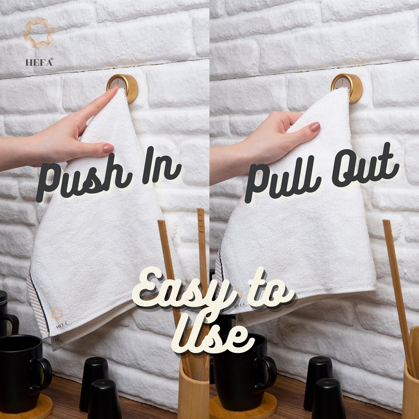 HEFA Eco-Friendly Towel Hooks - Dish, Hand & Kitchen Towel Holder, 8 Pack - Kitchen Organization Gadgets