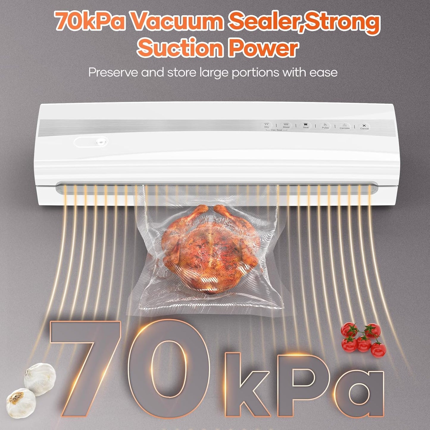 Powerful Vacuum Sealer Machine,Precision Vacuum Sealer Machine With Bag Cutter,Compact Design with 5 Meters Vacuum Seal Rolls,Dry/Moist Compact Full Automatic Food Sealer