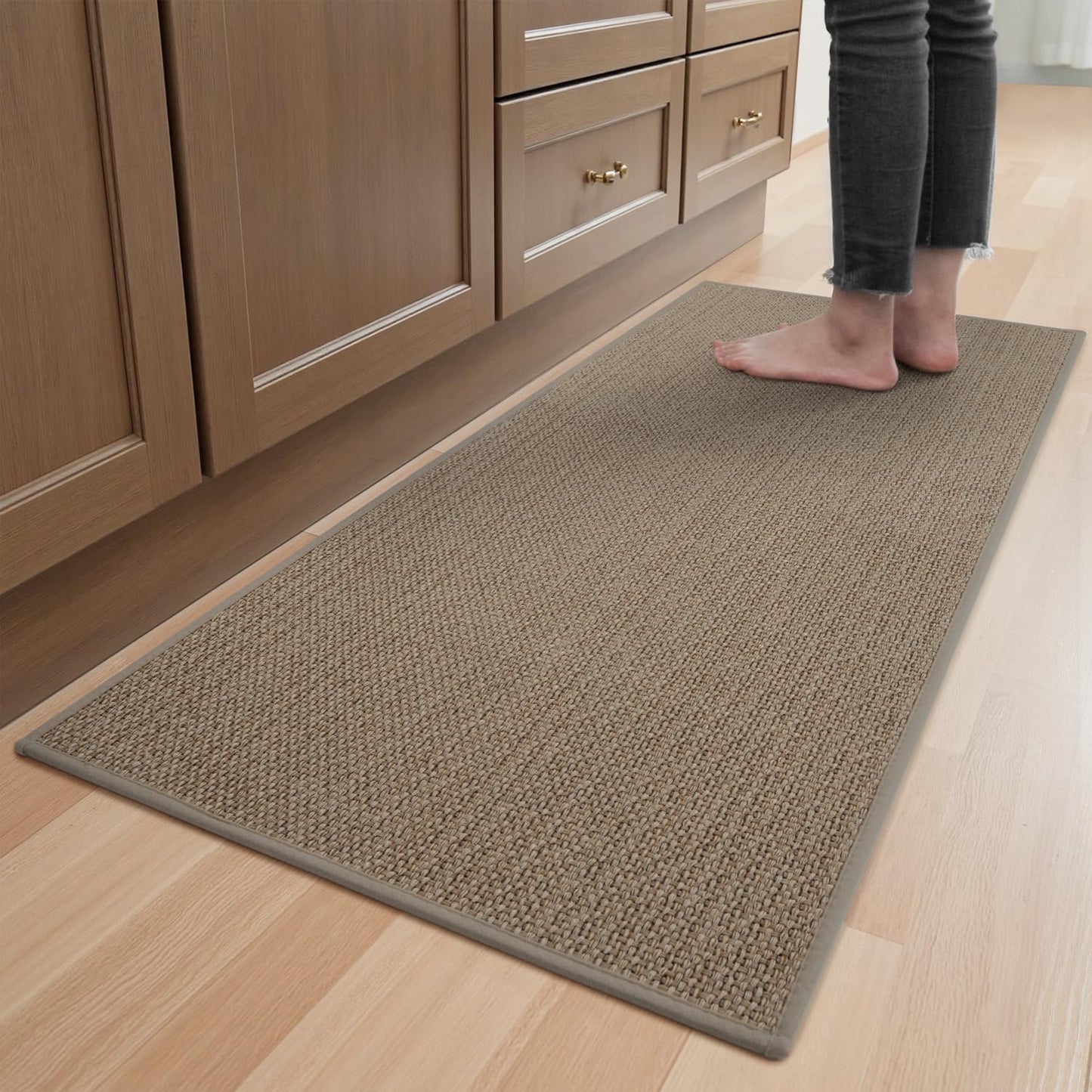 Kitchen Rugs and Mats Non Skid Washable, Absorbent Runner Rugs for Kitchen, Front of Sink, Kitchen Mats for Floor(Brown, 20"x47")