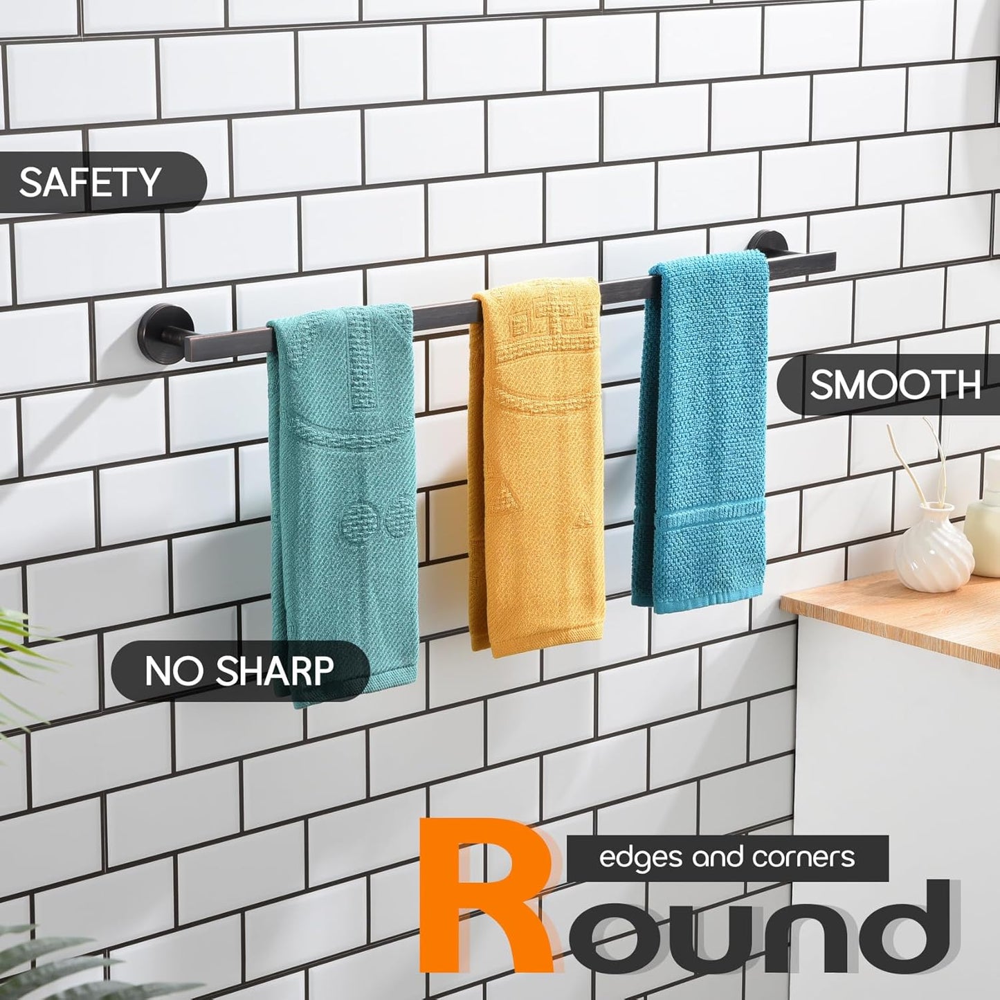 36 Inch Bathroom Towel Bar Bath Towel Rack Kitchen Towel Holder Long Towel Rails Wall Mounted SUS304 Stainless Steel Oil Rubbed Bronze AN4001ORB-L36