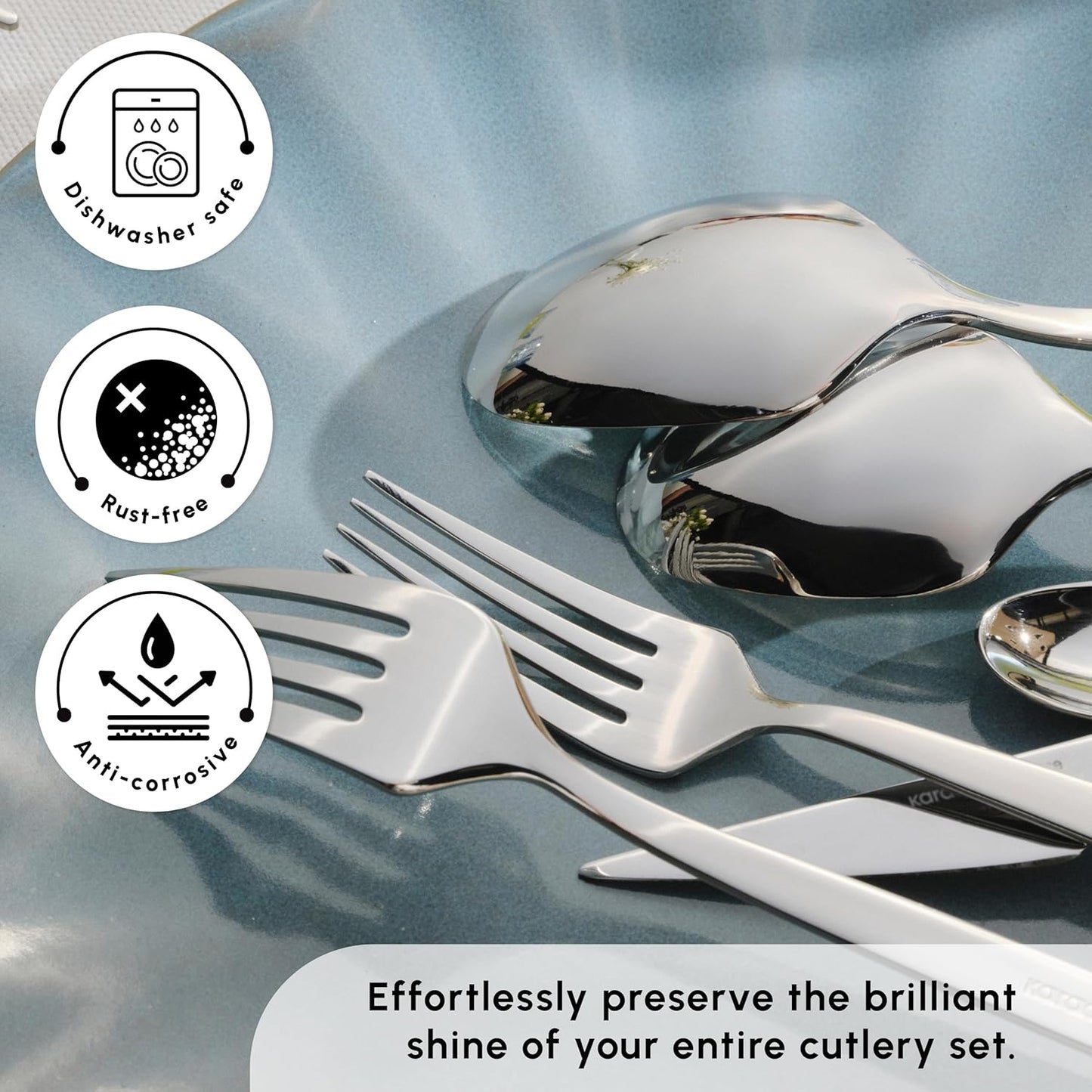 Karaca Thor 84-Piece Table Cutlery with Box, Stainless Steel in Elegant Box, Stylish and Durable Cutlery for Demanding Table Culture