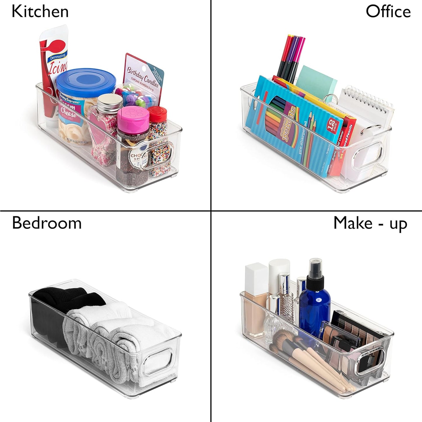 ClearSpace Plastic Pantry Organization and Food Storage Bin – Great Kitchen Organization and Kitchen Storage – Fridge Organizer Bins– 8 Pack