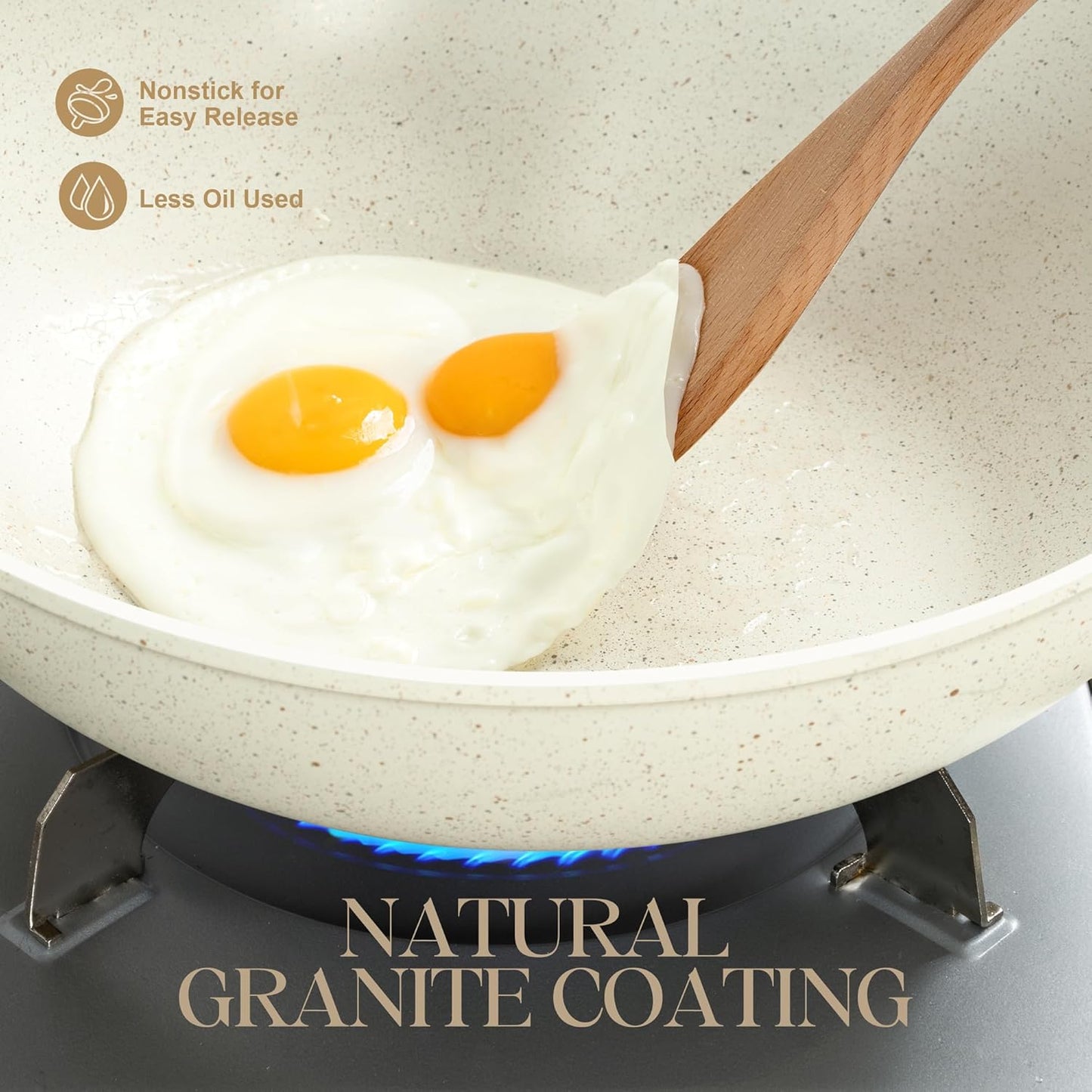 MICHELANGELO 12 Inch Wok Pan with Lid - Woks & Stir-Fry Pans Nonstick Wok with Lid, Stir Fry Pan with Cool-Touch Handle, Induction Wok Set with Stainless Steamer & Fryer Basket