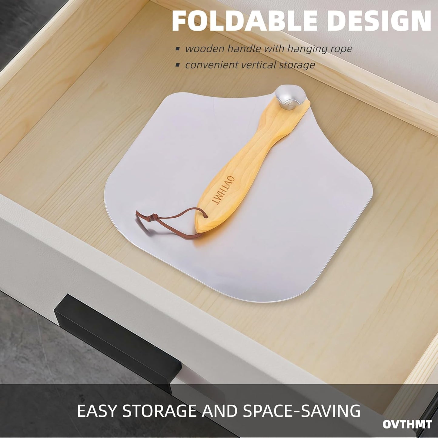 Pizza Peel 14 inch, Aluminum Pizza Paddle 14 x 16 inch with Foldable Wood Handle, Pizza Turning Peel, Pizza Spatula For Oven, Bread, Pastry, Dough, Cake, Pizza Spatula Paddle, Metal Pizza Peel