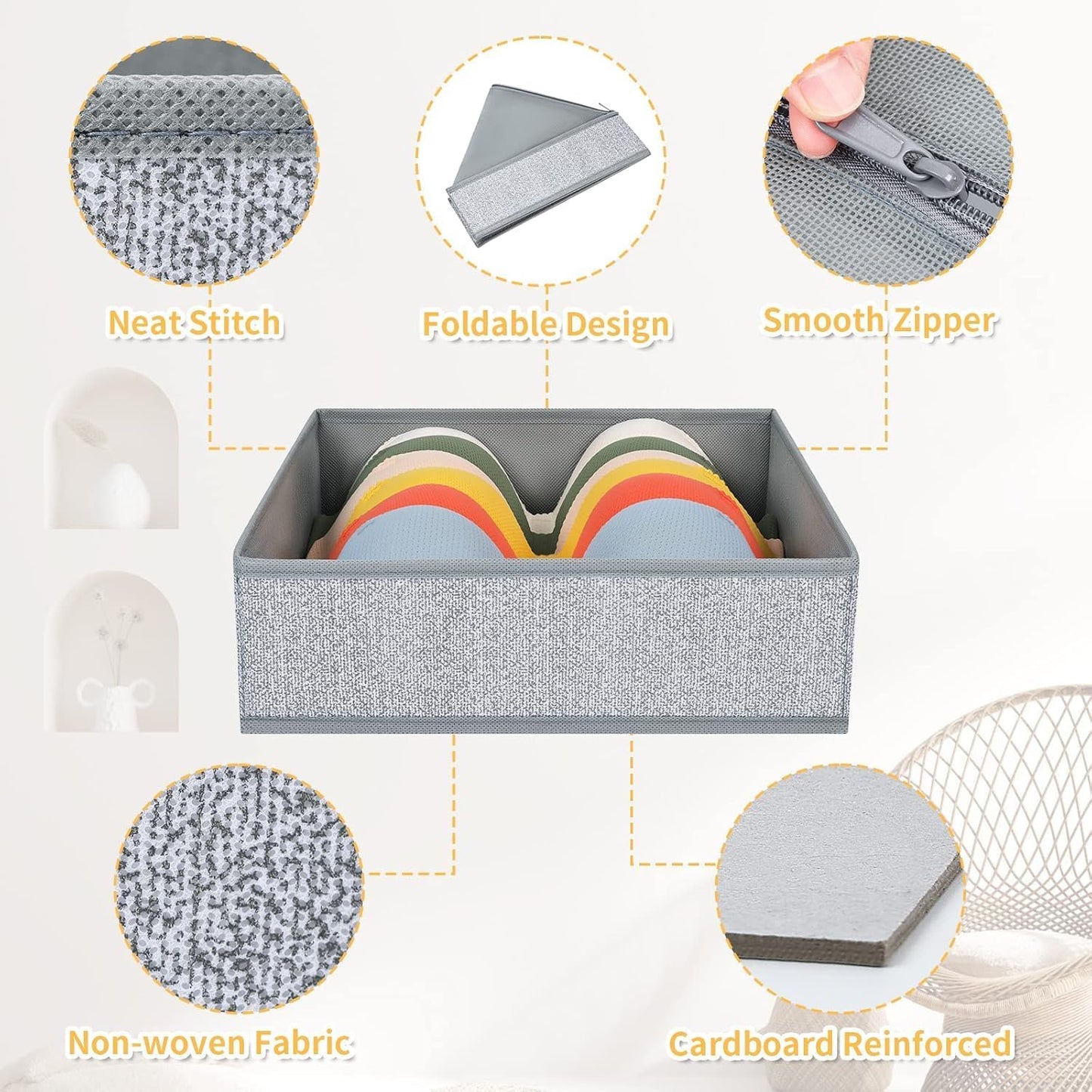 DIMJ Drawer Organizer Clothes 12 Pack - Foldable Baby Organizers and Storage & Dresser Organizer for Bedroom, Closet - Nursery Organization Dresser Dividers for underwear, Sock,Bra, Belt, Tie, Gray