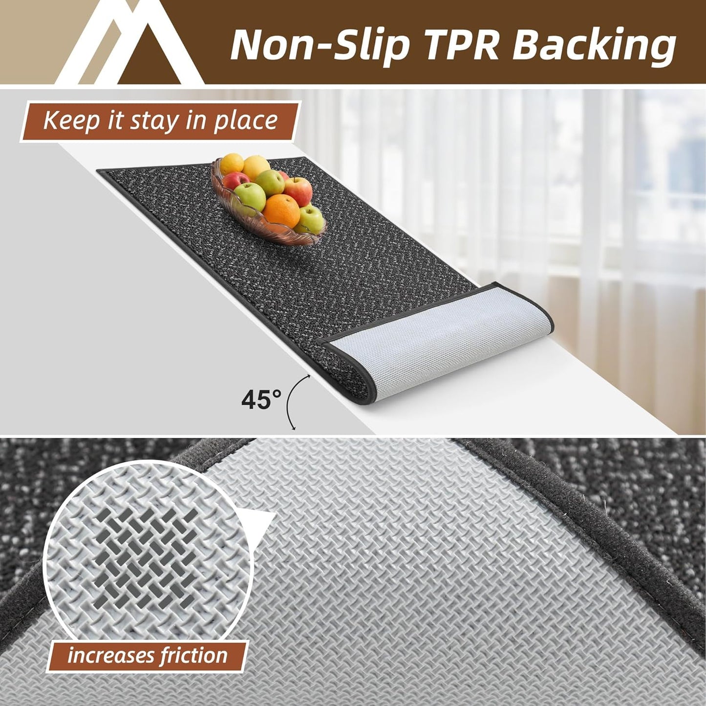 COSY HOMEER Kitchen Rugs Non Slip Washable 24"x36"+24"x60" Absorbent Kitchen Mats for Floor Stain Resistant Kitchen Runner Rug Sets of 2 Kitchen Floor Mats for Sink,Dark Grey