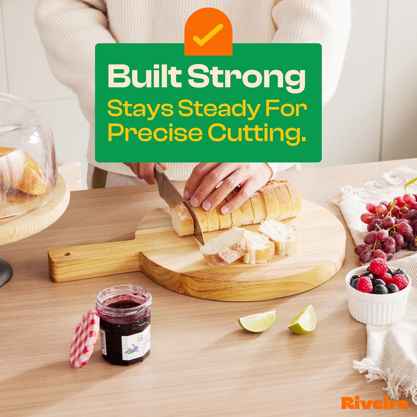 Riveira Teak Wood Cutting Board – Gourmet Teak Grandeur: 17 x 12 Wooden Cutting Board – Natural Wooden Cutting Boards For Kitchen Decorative – Innovative Juice Grooves Teak Wooden Chopping Board