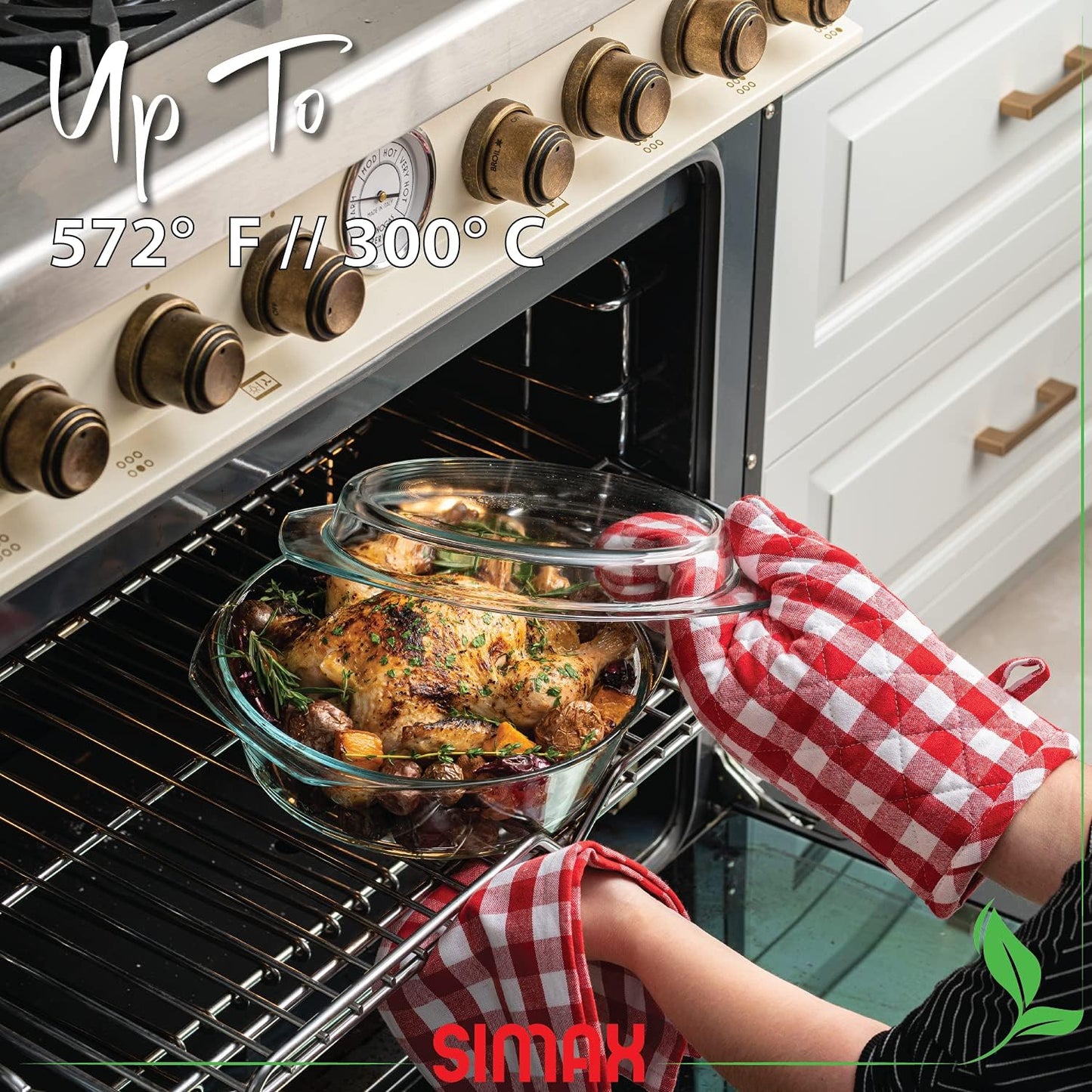 Simax Casserole Dish with Lid, 2.5 Quart Round Glass Casserole Dishes for Oven with Lid and Handles, Baking Dishes for Oven, Covered Bowl for Cooking, Baking, Serving, Microwave, Dishwasher, and Oven Safe Cookware