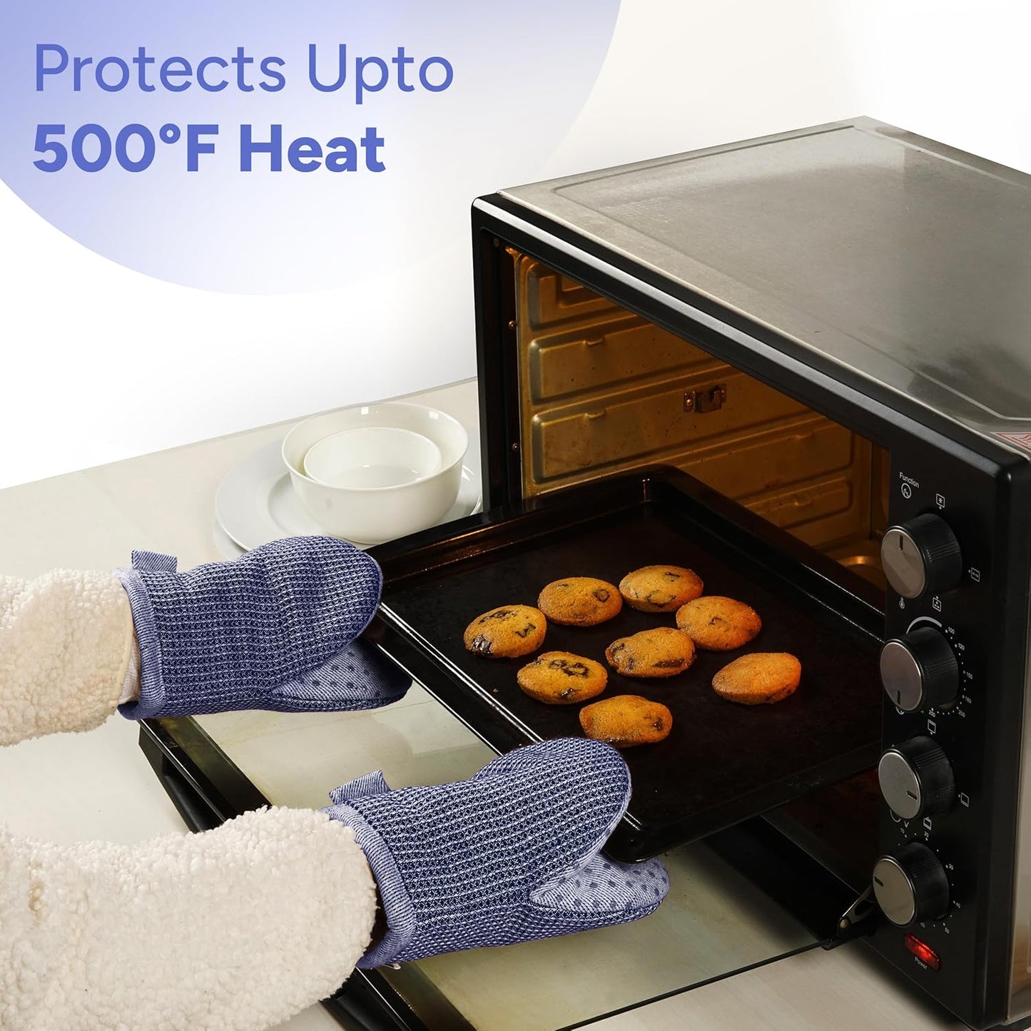 Casa Platino Silicone Oven Mitts & Potholders, 4-Piece – Pot Holders and Oven Mitts for BBQ & Baking, Oven Mitt for Kitchen & Microwave – Heat Resistant Up to 500°F, Durable & Flexible – Indigo