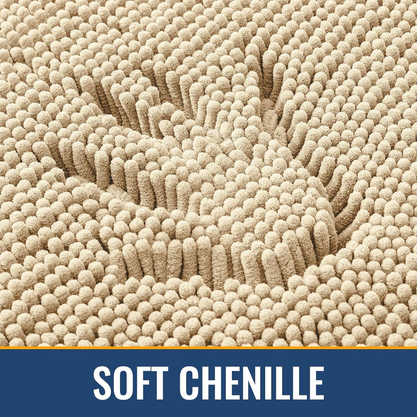 Arotive Bathroom Rugs 40x32, Extra Soft Absorbent Shaggy Chenille Bath Rugs, Machine Washable Rubber Backing Non-Slip Bath Mats for Bathroom Floor Tub and Shower, Home Decor Accessories, Beige