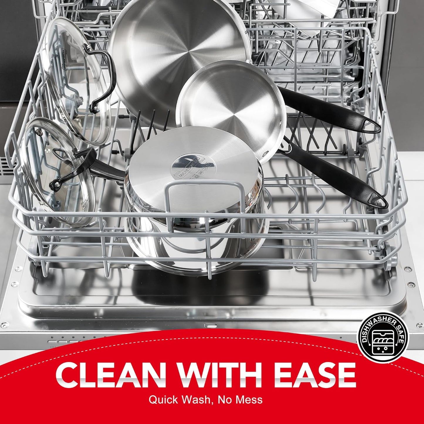 MICHELANGELO Tri-Ply Stainless Steel Saucepan with Lid 6 Pcs, Stainless Steel Sauce Pans with Cool Handle, 6 Pcs Multipurpose Sauce Pots Set for Kitchen Cooking, Induction Compatible, 1QT & 2QT &3QT