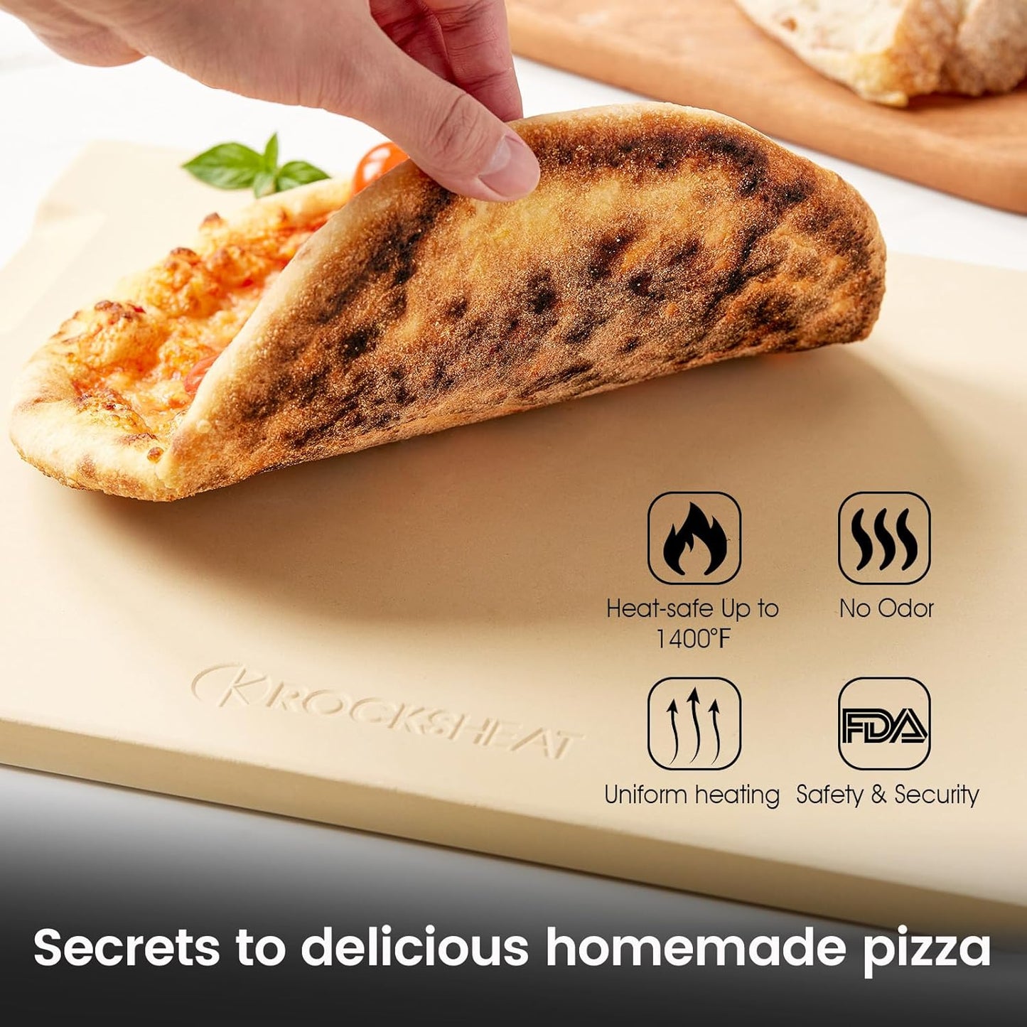 15x12 Inch Pizza Stone & 12 Inch Rotatable Pizza Peel Set, Baking Stone with Non-Stick Aluminum Peel, Spatula with Beech Wood Handle, Cordierite Bread stone for oven