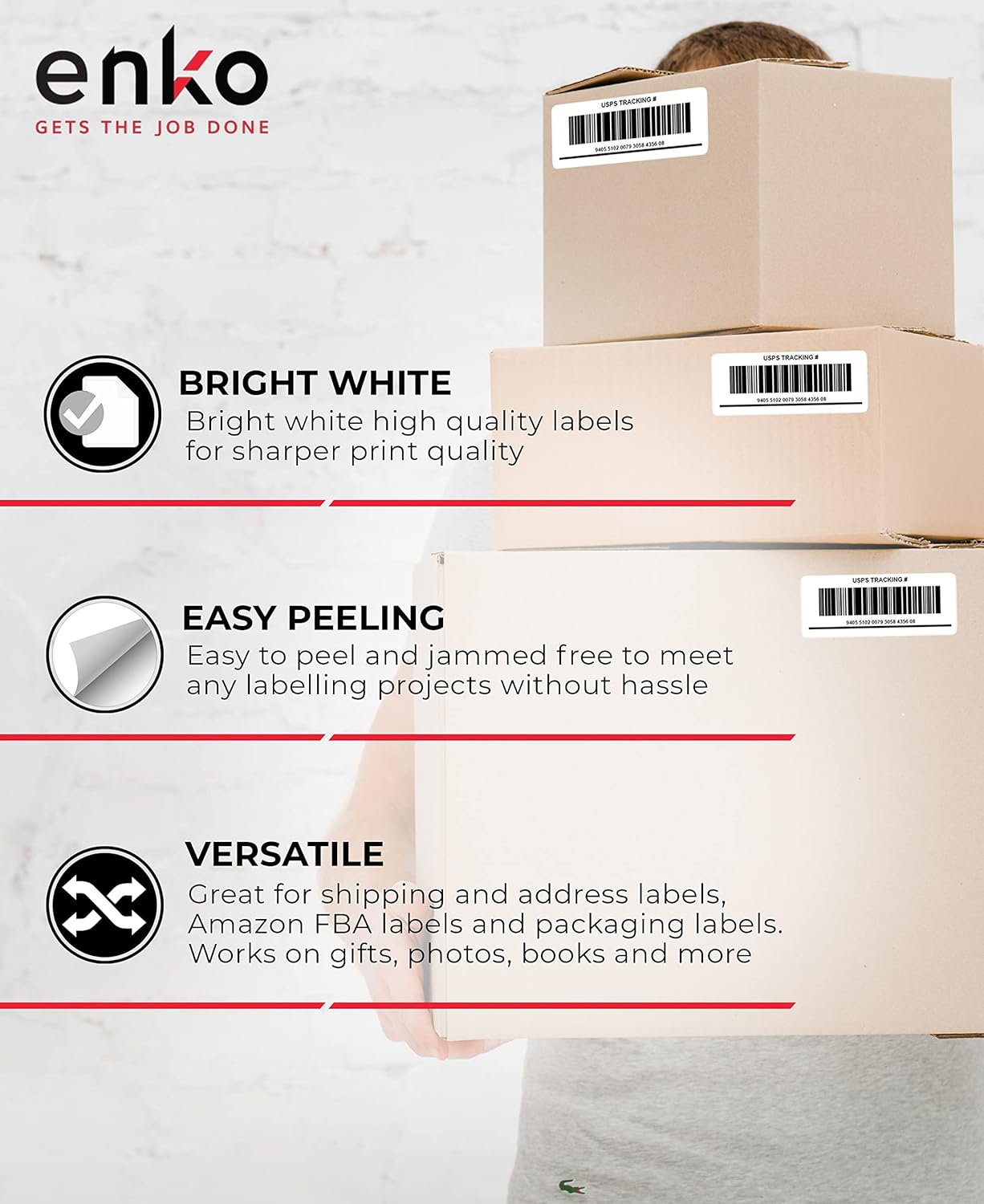 enKo - 3-1/2 x 5 Inch Label - White Blank - 4 Up Per Sheet Shipping Address Mailing Labels for Laser Inkjet Printer (900 Sheets, 3600 Labels)