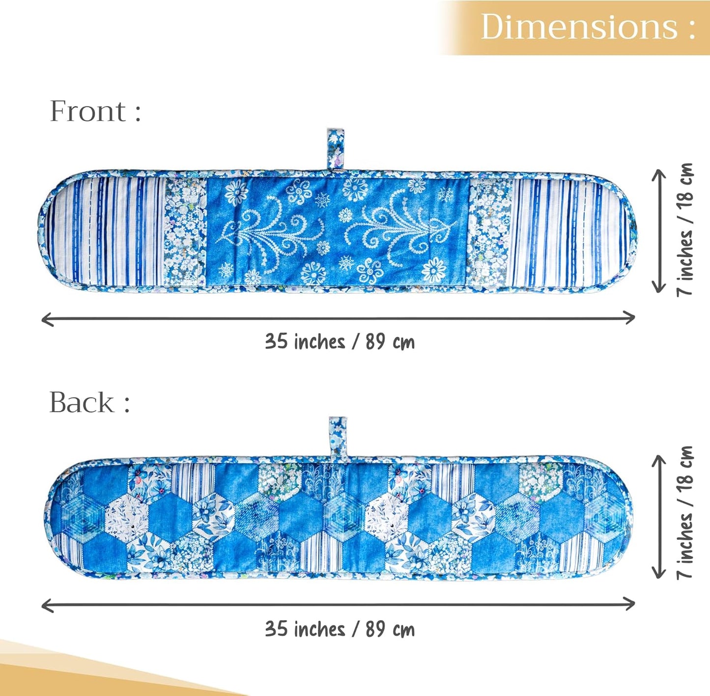 Maison d Hermine Summer Blue 100% Cotton Easter Double Oven Glove with Loop Heat Resistant for BBQ | Cooking | Baking | Grilling | Microwave | Barbecue | Spring/Summer (7.5 Inch by 35 Inch)