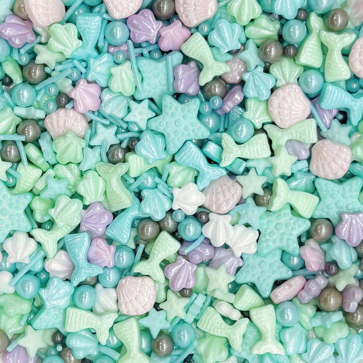 Ocean Sprinkles Candy Mix Size Edible Pearls Cake Decorations Cupcake Toppers Cookie Decorating Perfect for Wedding Party Valentine Halloween Christmas Supplies 4.58OZ