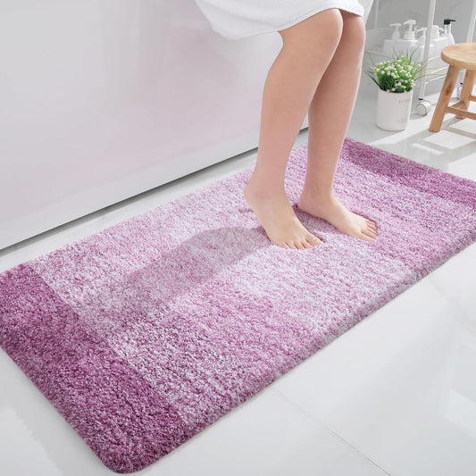 OLANLY Bathroom Runner Rugs 47x24, Extra Soft Absorbent Microfiber Bath Rugs, Rubber Backing, Quick Dry, Washable Bath Mats for Bathroom Floor, Tub and Shower, Home Decor Accessories, Pinkish-Purple