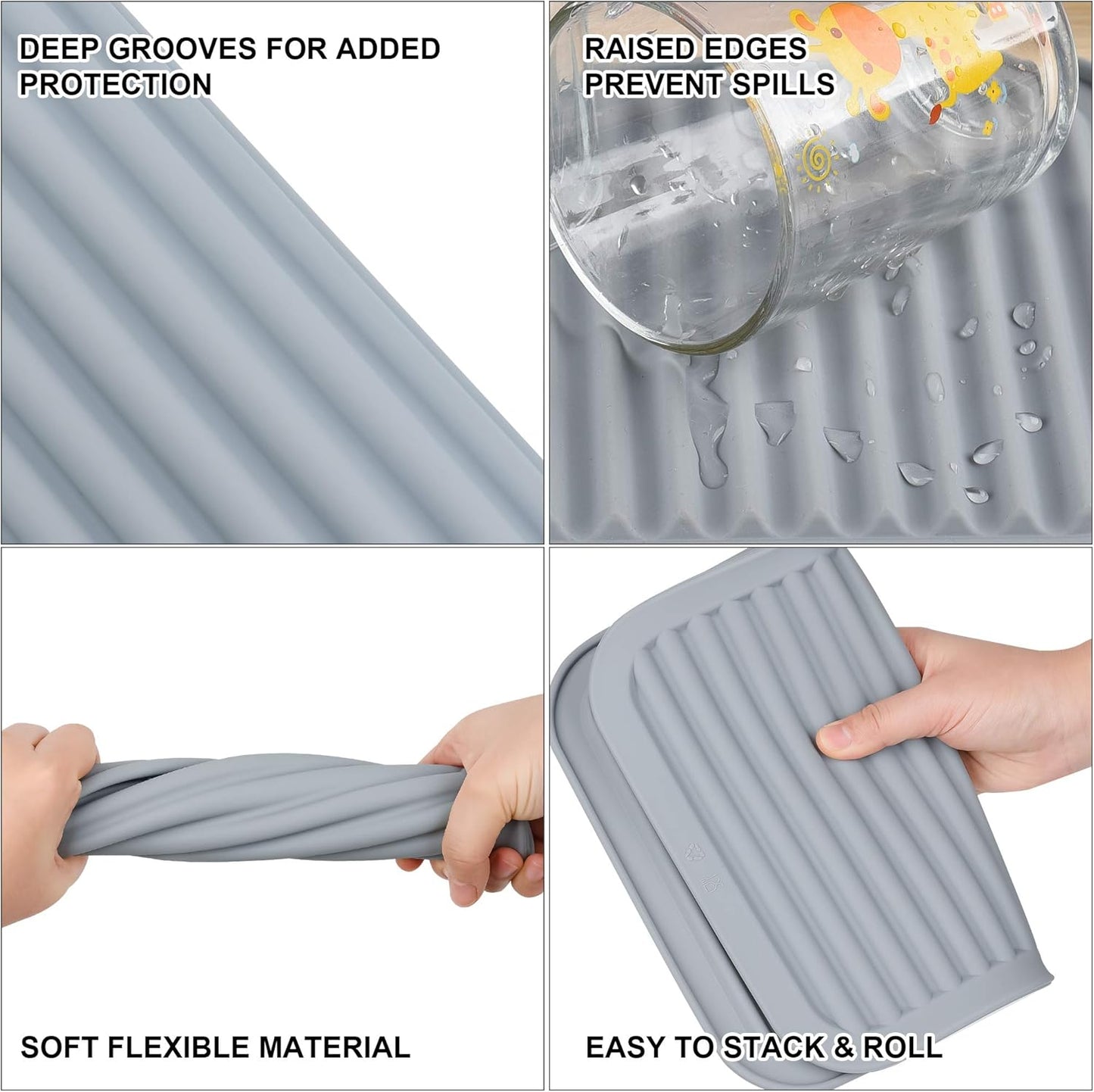 Silicone Trivets for Hot Pots&Pans-Trivet Mat-Hot Pads for Kitchen-Versatile Trivets for Hot Dishes-Heat Resistant Mats for Counter&Table, Pot Holders Drying Mat (9x12) Pack 2 Dark Grey