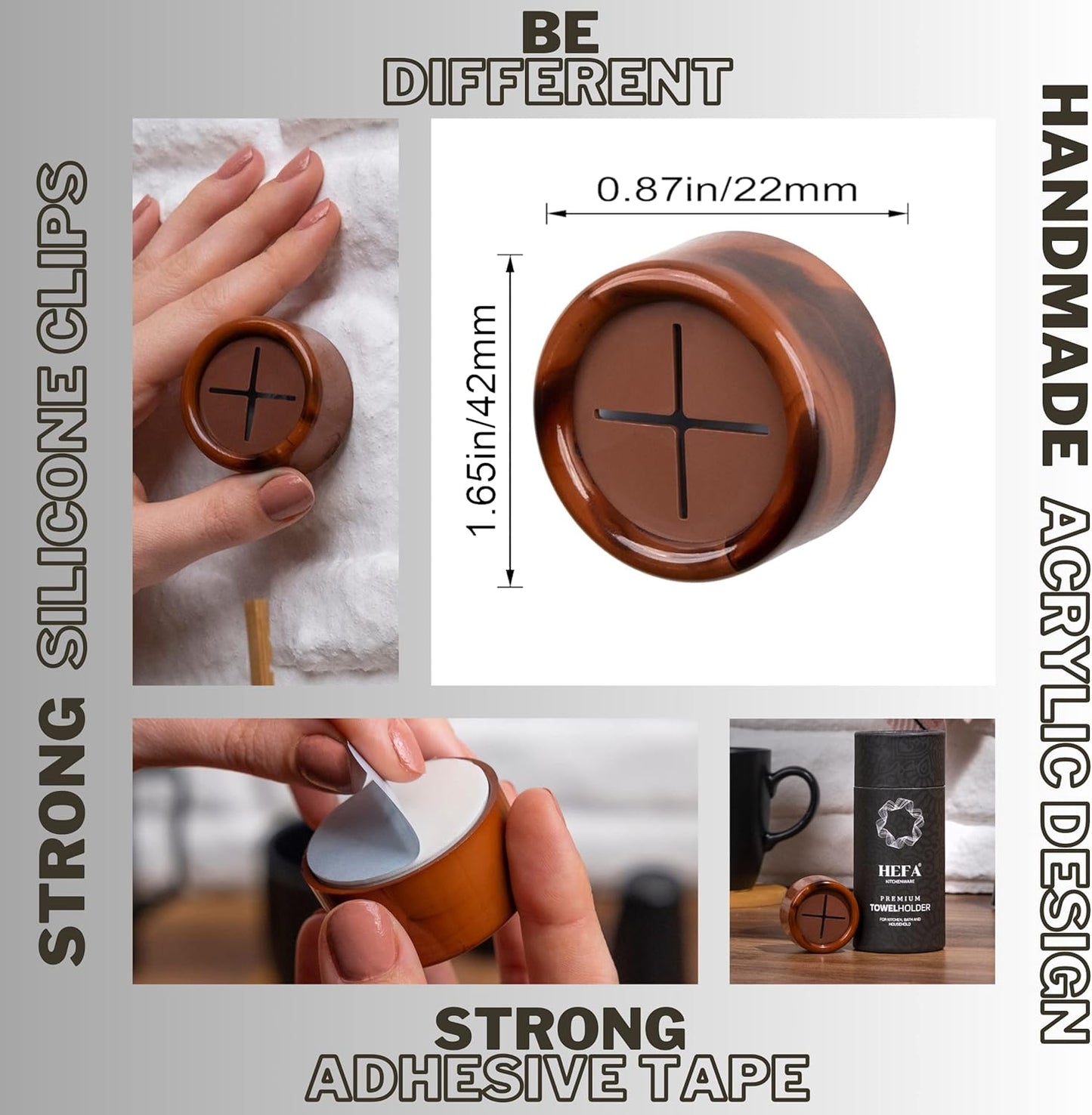 HEFA Towel Holder, Towel Hooks, Dish Towel Holder, Kitchen Organization, Bathroom Accesories, Kitchen Towel Hook, Kitchen Towel Holder, Christmas Gift, Kitchen Gadgets 4 Pack