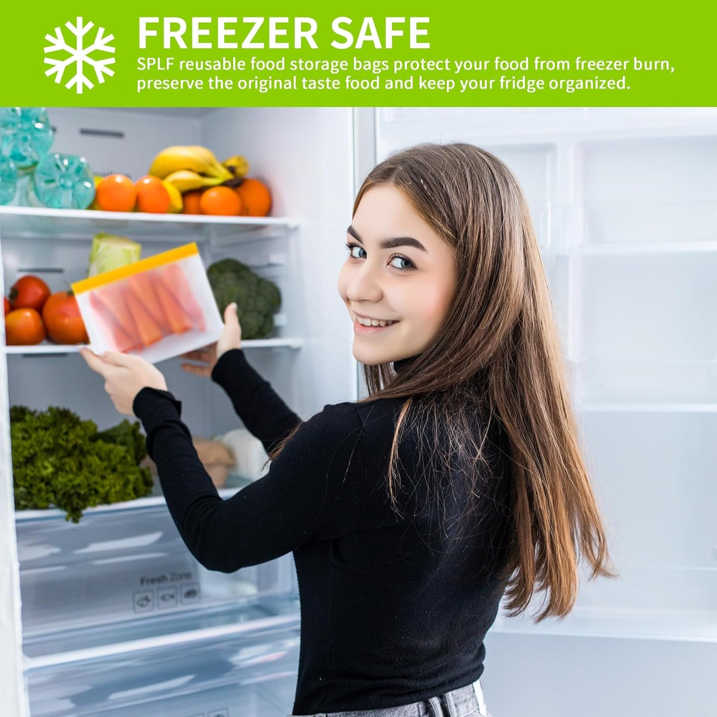 24 Pack Reusable Bags, Dishwasher Safe Silicone Food Storage Bag, 4 Sizes Leakproof Reusable Freezer Bags for Marinate Meats, Cereal, Vegetables, Home.