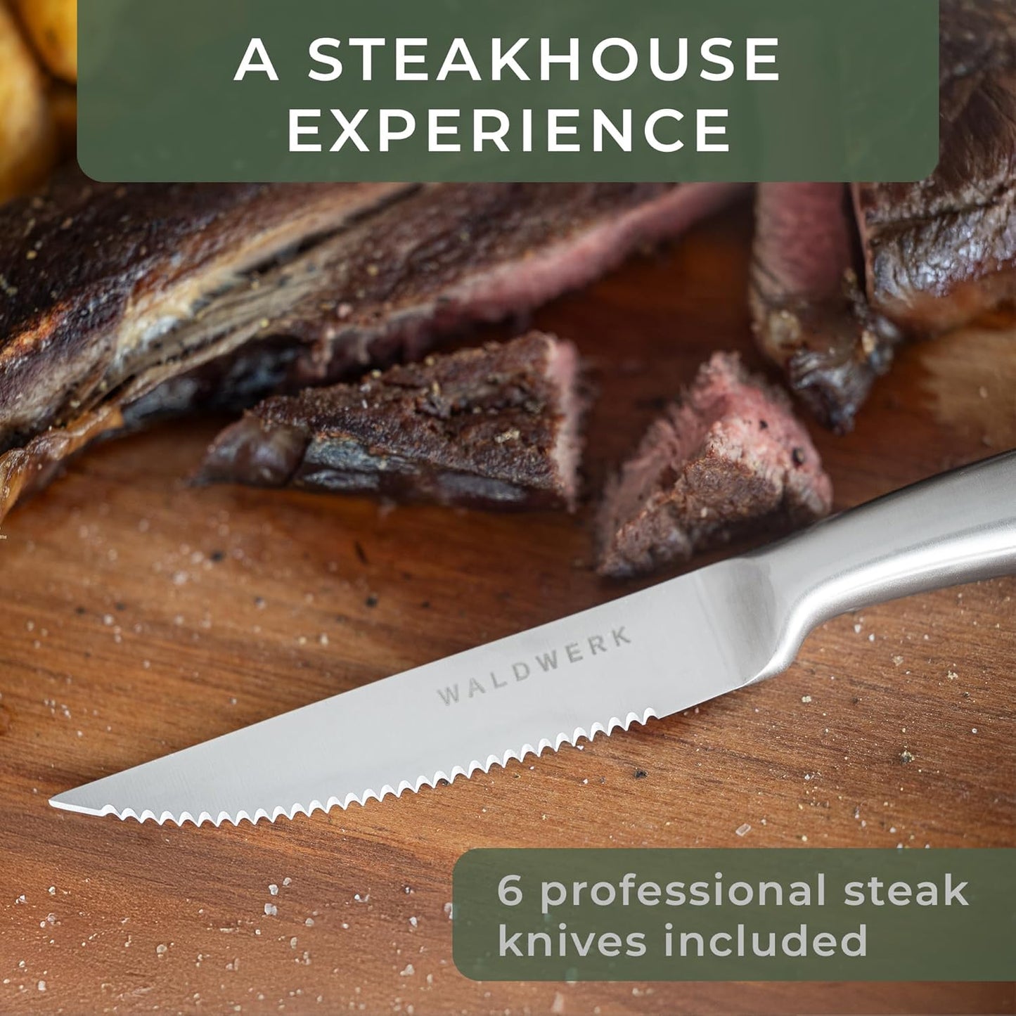 WALDWERK Knife Set - 11pcs Kitchen Knife Set with Block and Integrated Sharpener - Kitchen Knife Set - Knife Block Set - Kitchen Knifes - Knives Set for Kitchen