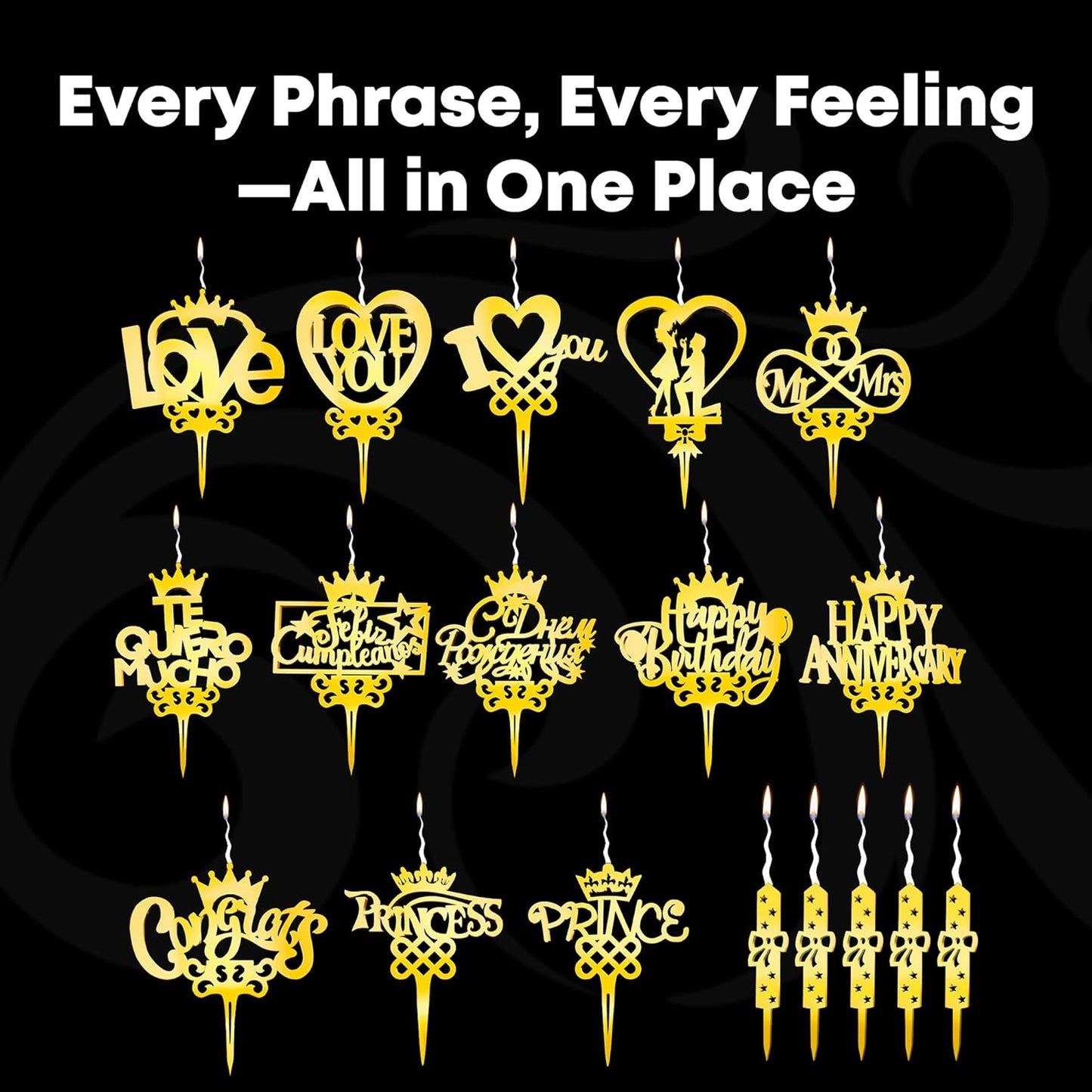 Gold C Днем Рождения Candle Topper – Elegant Reusable Food Safe Cake Decoration for Wedding, Anniversary, Engagement, Valentine’s Day, Bridal Shower & Party – Happy Birthday Cake Topper Decor