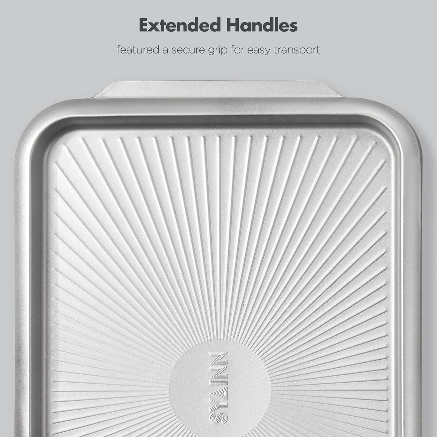 SYAINN Non-stick Ceramic Baking Sheet Set, Pack of 3 - Aluminum Steel Cookie Sheets for Baking - Includes Half/Quarter/Jelly Roll Pans - Warp Resistant, Toxic, PTFE & PFOA Free - Sliver