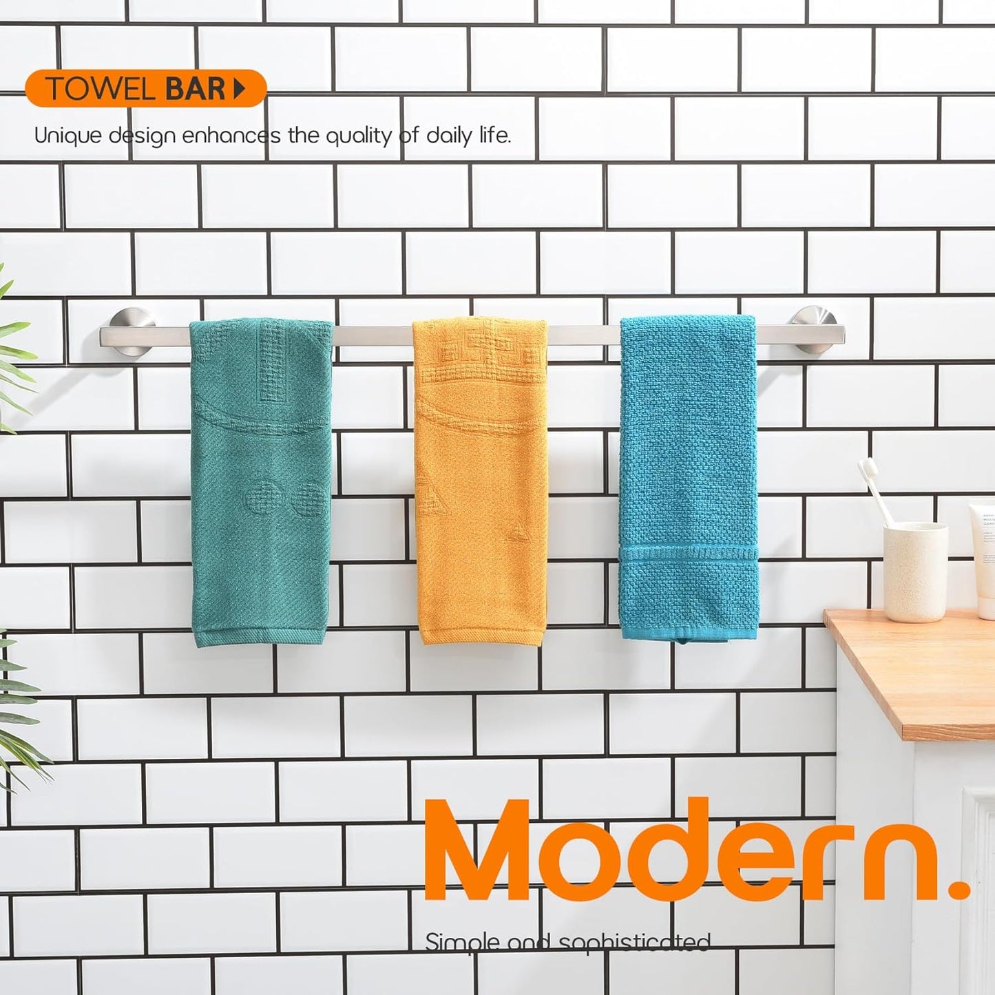 32 Inch Bathroom Towel Bar Bath Towel Rack Kitchen Towel Holder Long Towel Rails Wall Mounted SUS304 Stainless Steel Brushed Nickel AN4001BR-L32