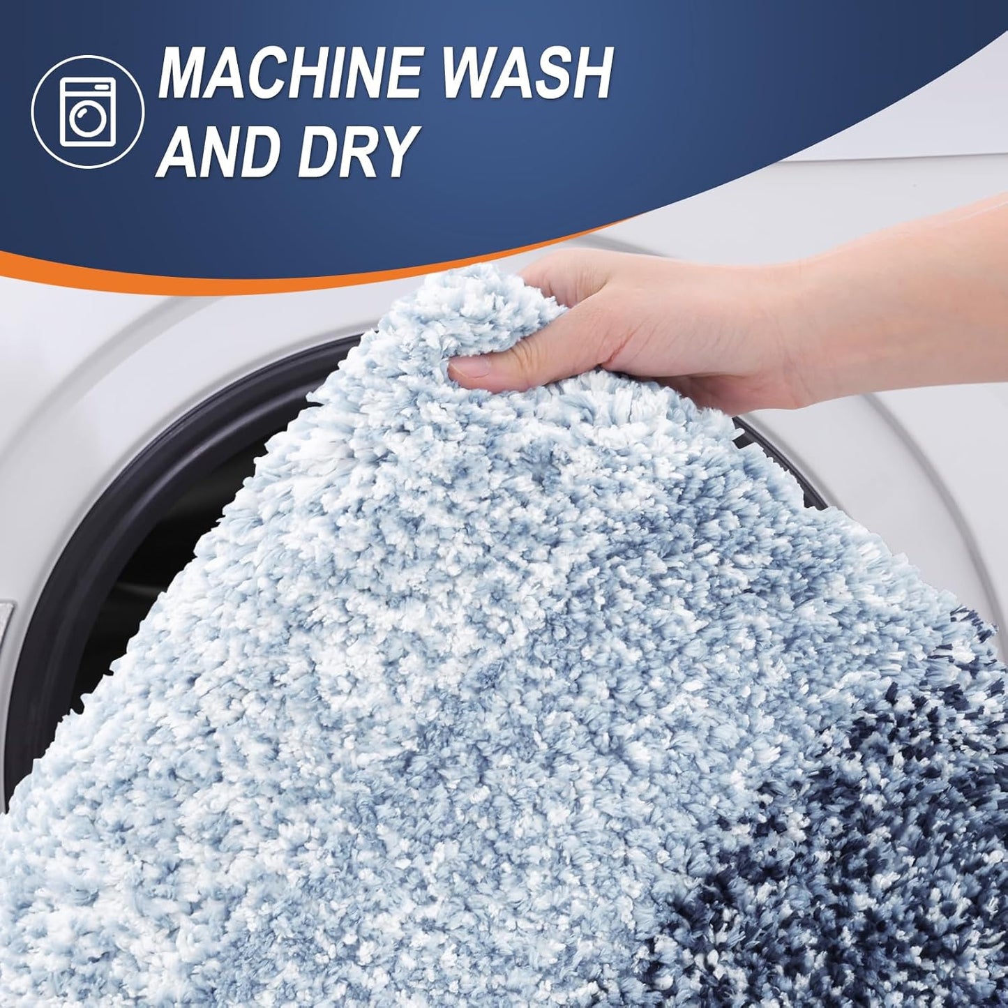 OLANLY Bathroom Runner Rugs 47x24, Extra Soft Absorbent Microfiber Bath Rugs, Rubber Backing, Quick Dry, Washable Bath Mats for Bathroom Floor, Tub and Shower, Home Decor Accessories, Navy Blue