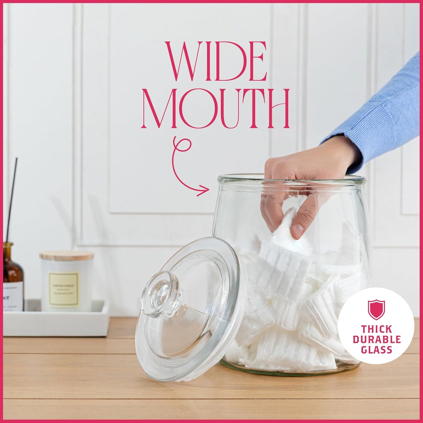 kitchentoolz Large Glass Cookie Jar with Airtight Lid - 1 Gallon Storage Container for Candy, Flour, Sugar, Pet Food & Dog Treat Canister - Pack of 1