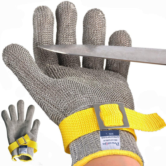 Dowellife Comfortable ANSI A9 Cut Resistant Glove Food Grade, Mesh Metal Kithcen Glove for Chef Oyster Shucking Mandoline Knife Butcher Meat Cutting