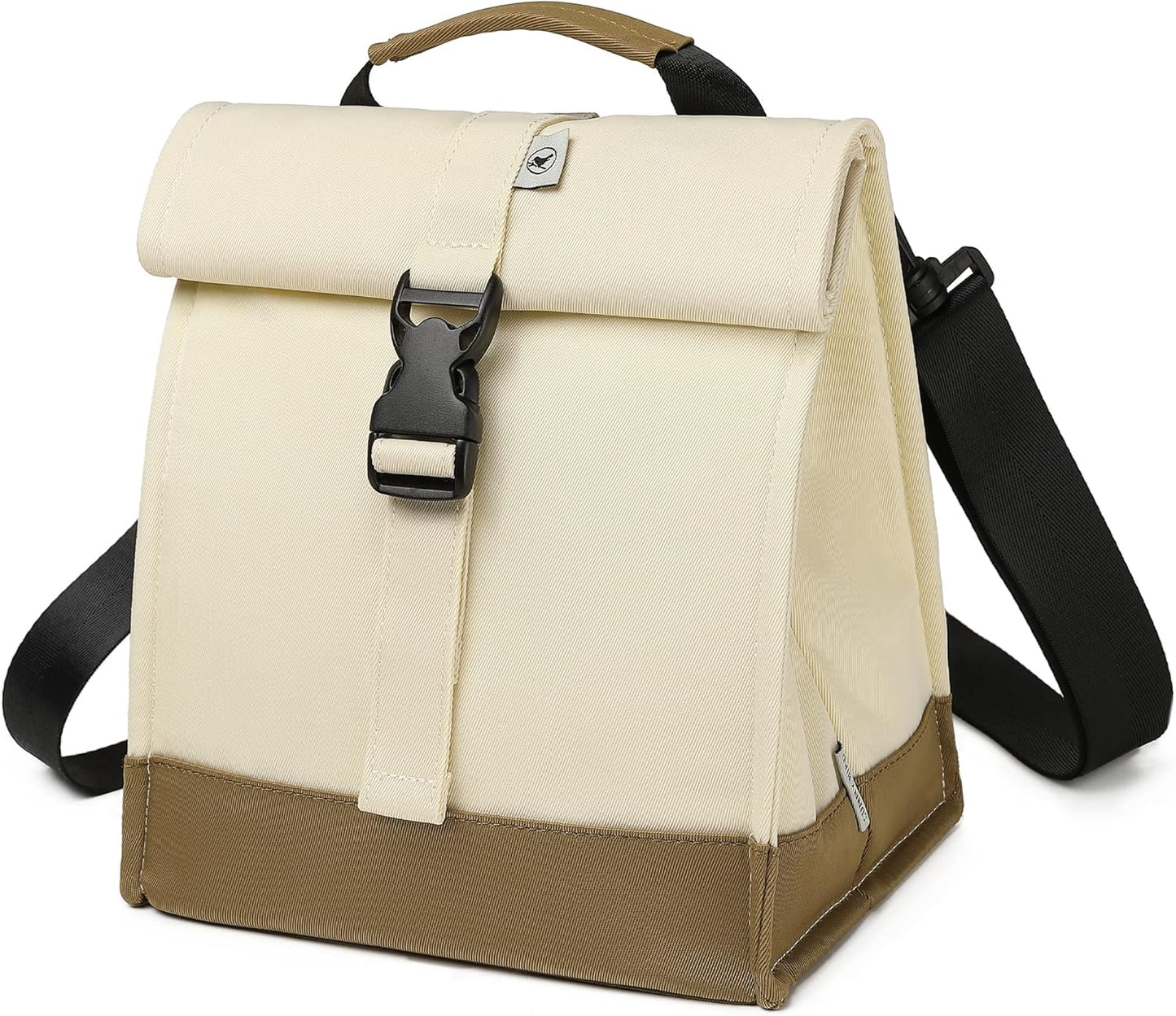 SUNNY BIRD Insulated Lunch Bag Rolltop Lunch Box Medium Lunch Cooler Tote for Women, Girls, Teens and Adults (White)