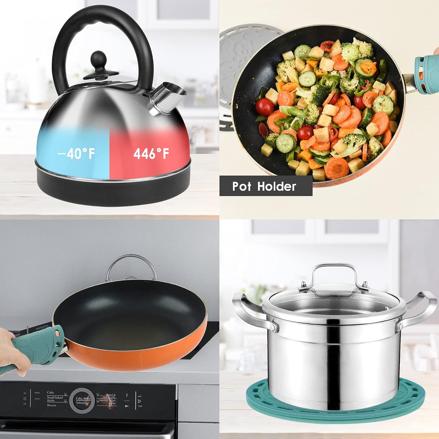 Smithcraft Silicone Trivet Mat - Big Round Silicone Pot Holder and Trivets for Hot Dishes and Pots, Countertops, Tables, Spoon Rest - Set of 3 (White)